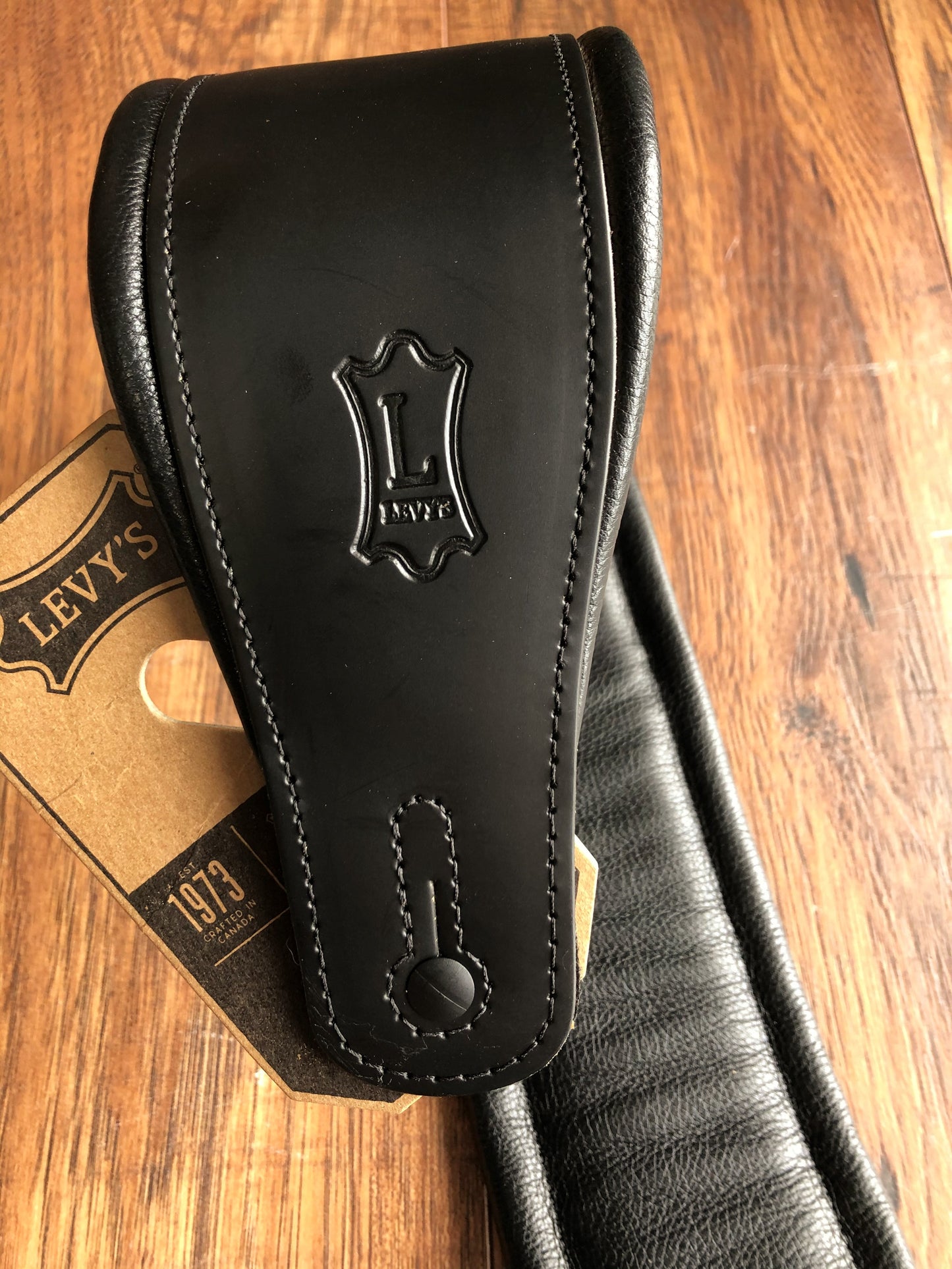 Levy's M26PD-BLK 3" Adjustable Top Grain Leather Guitar & Bass Strap Black