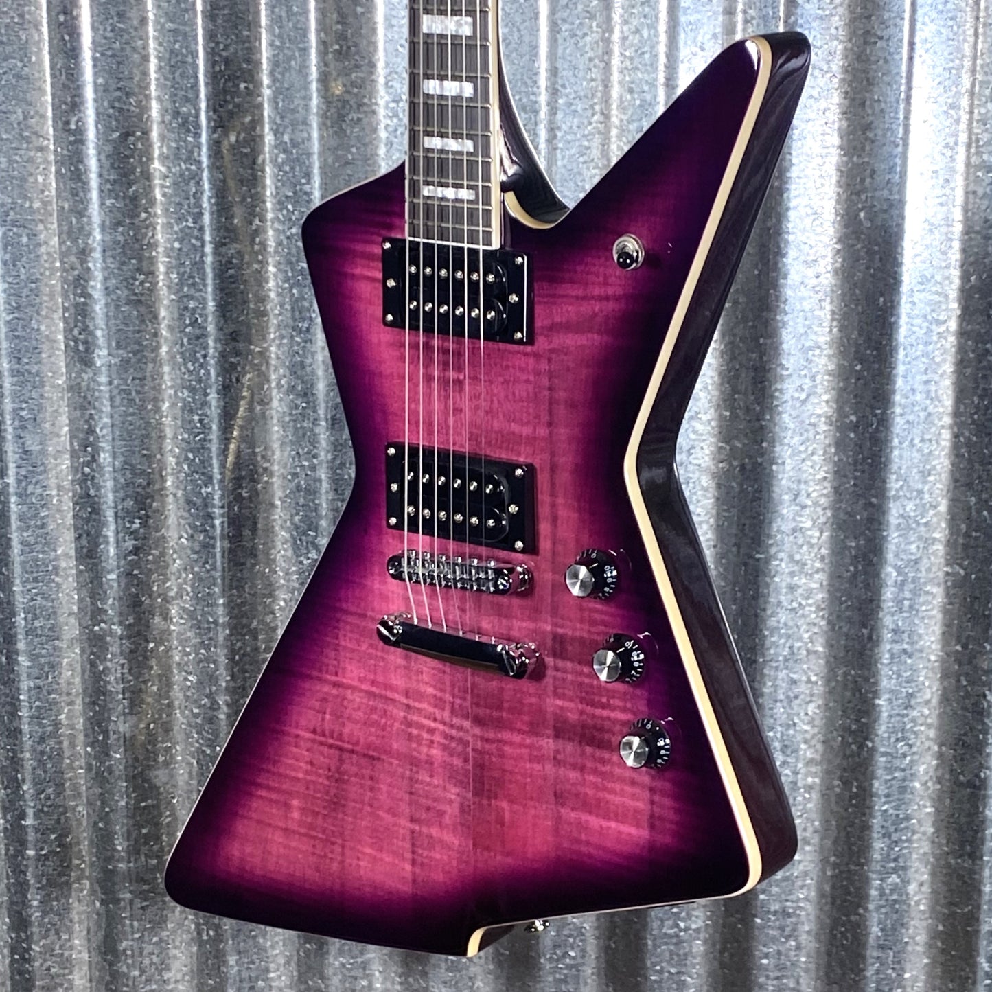 Westcreek Revenge Explorer Flame Transparent Purple Burst Guitar #0073 Used