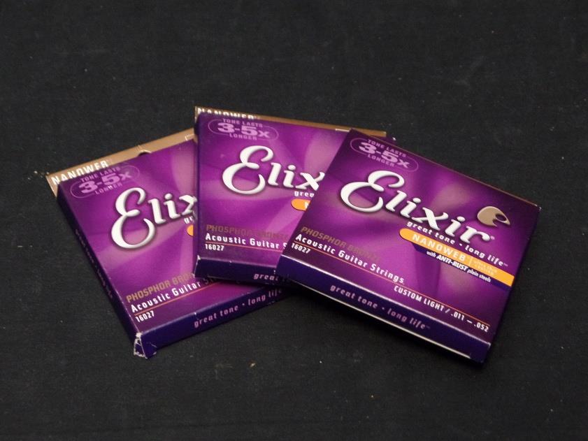 Elixir Phosphor Bronze Acoustic String NANOWEB Custom Light .011-.052 3Pk 16027*