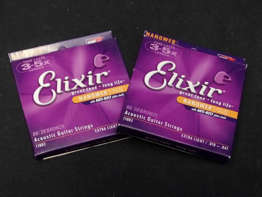Elixir Acoustic Guitar Strings 80/20 Bronze Extra light .010-.047 2 Pk 11002*