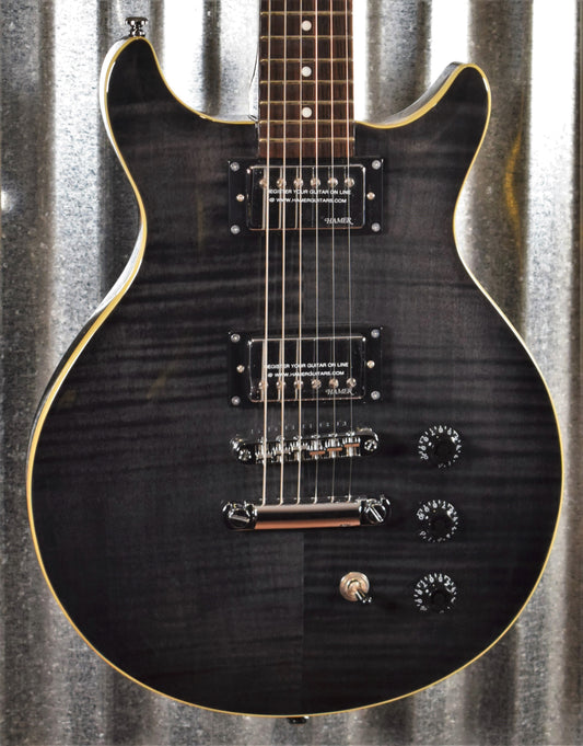 Hamer Archtop Flame Trans Black Double Cut Electric Guitar SATF-TBK #1207 B Stock