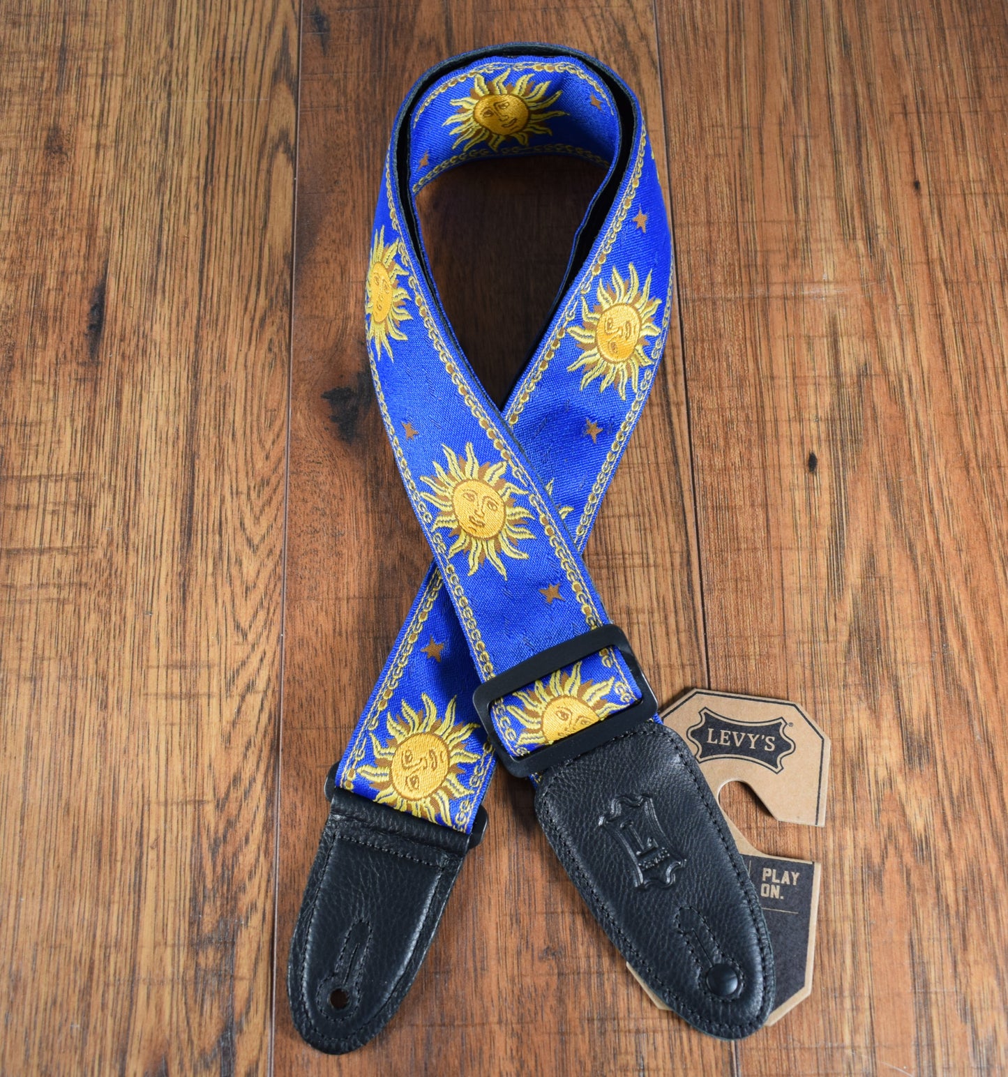Levy's MPJG-SUN-BLU 2' Sun Design Jacquard Weave Guitar Bass Strap Blue