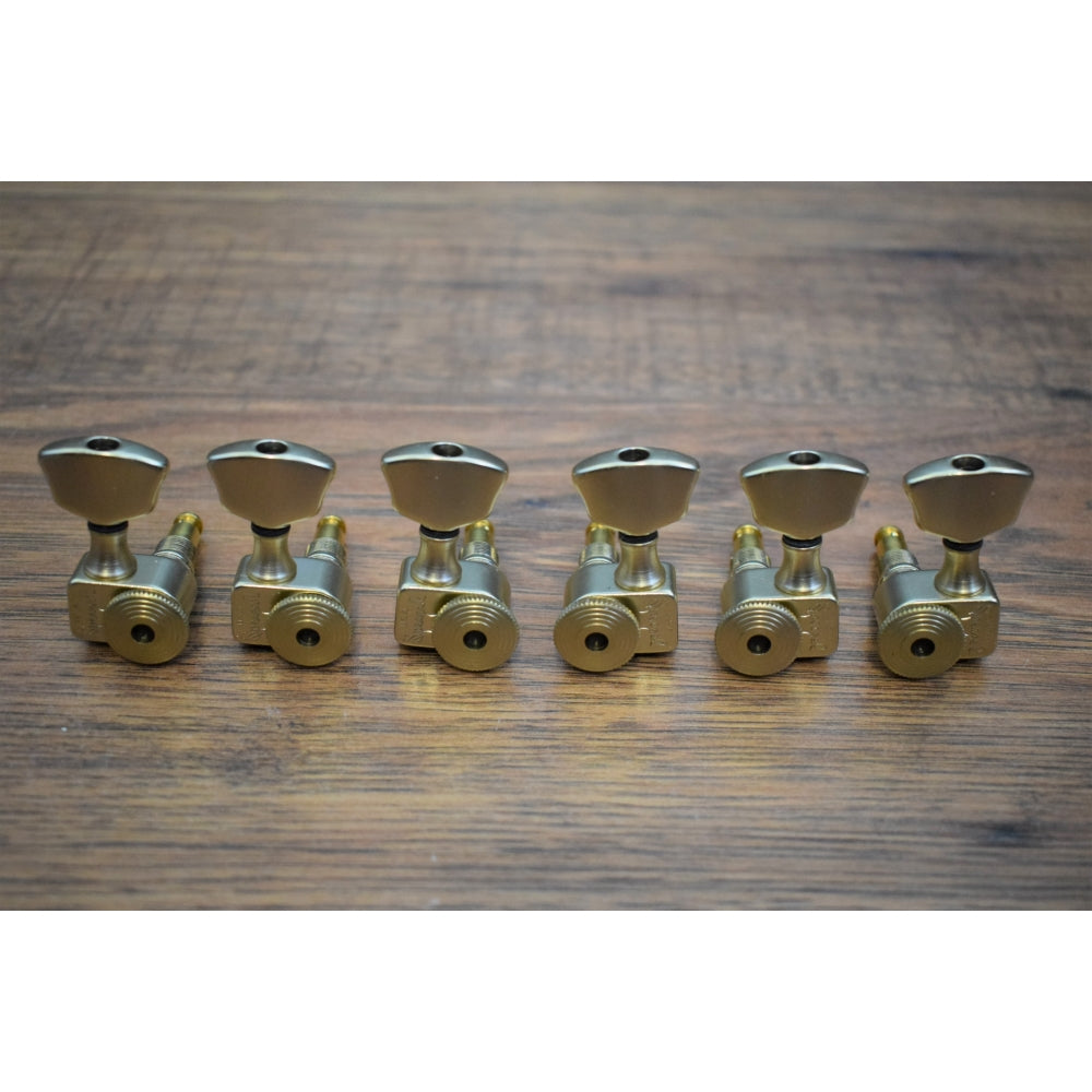 Sperzel USA 3X3TLGLS 3+3 Locking Guitar Tuning Machine Set Satin Gold