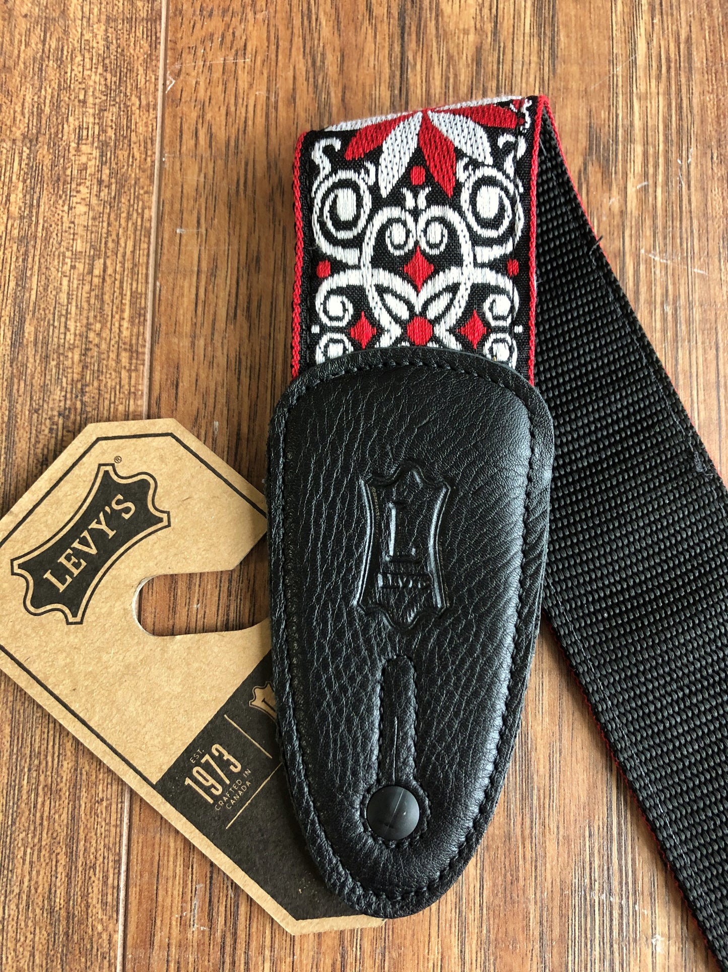 Levy's M8HT-12 2" Hootenanny Jacuard Adjustable Guitar & Bass Strap Red
