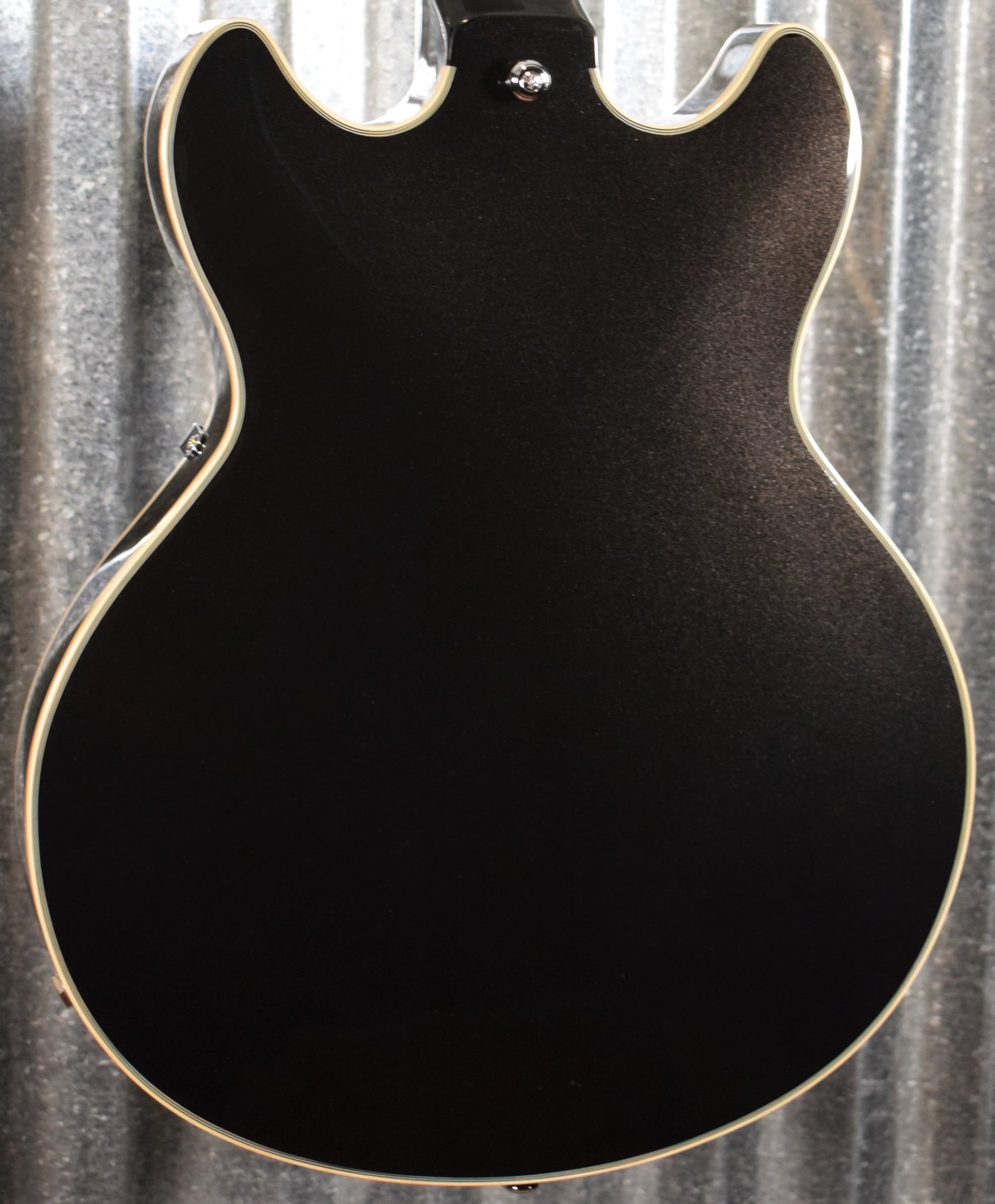 D'Angelico Premier Mini DC Double Cut Semi Hollow Stop Bar Black Flake Guitar & Bag #1436