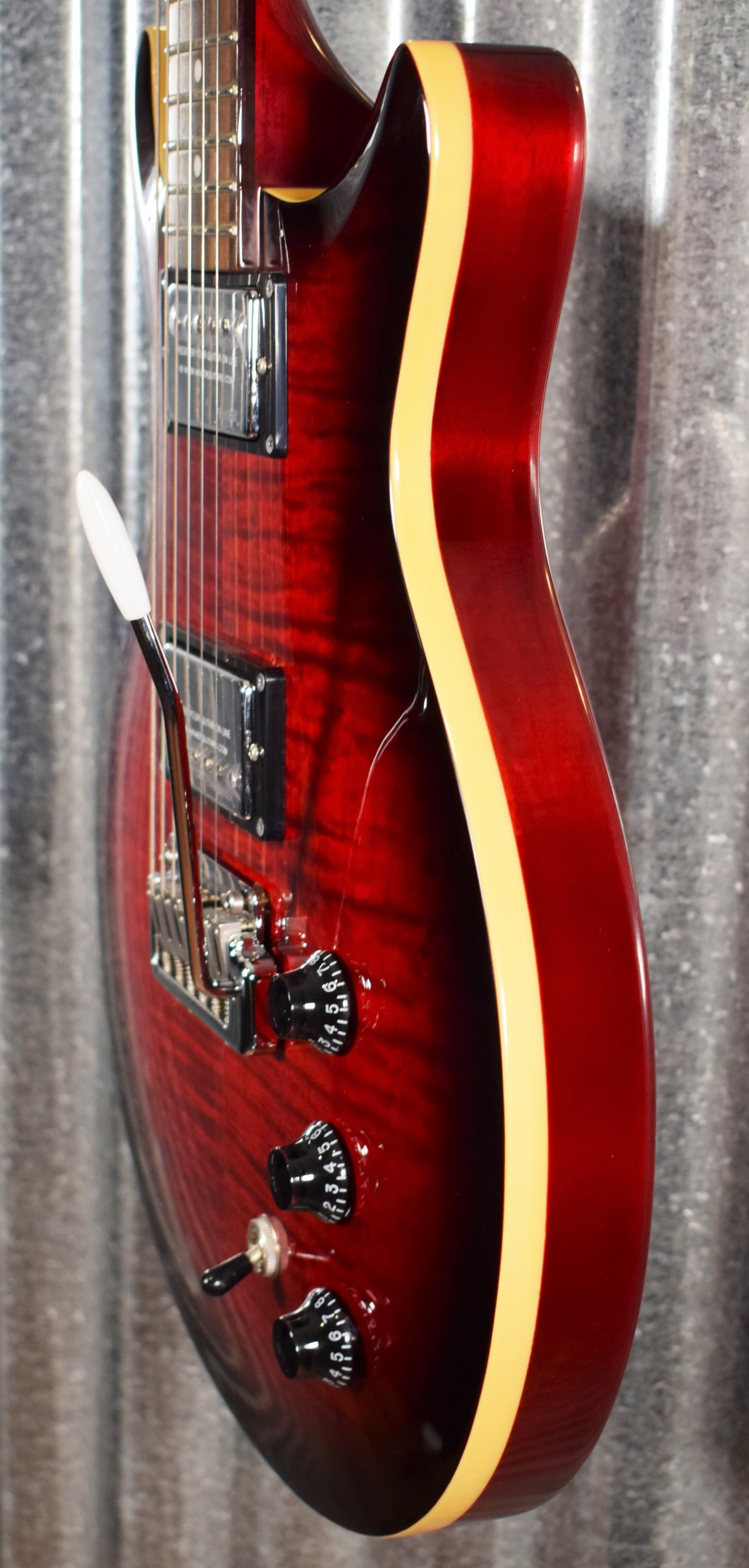 Hamer Archtop Flame Dark Cherry Wilkinson Tremolo Electric Guitar SATFW-DCB #1106
