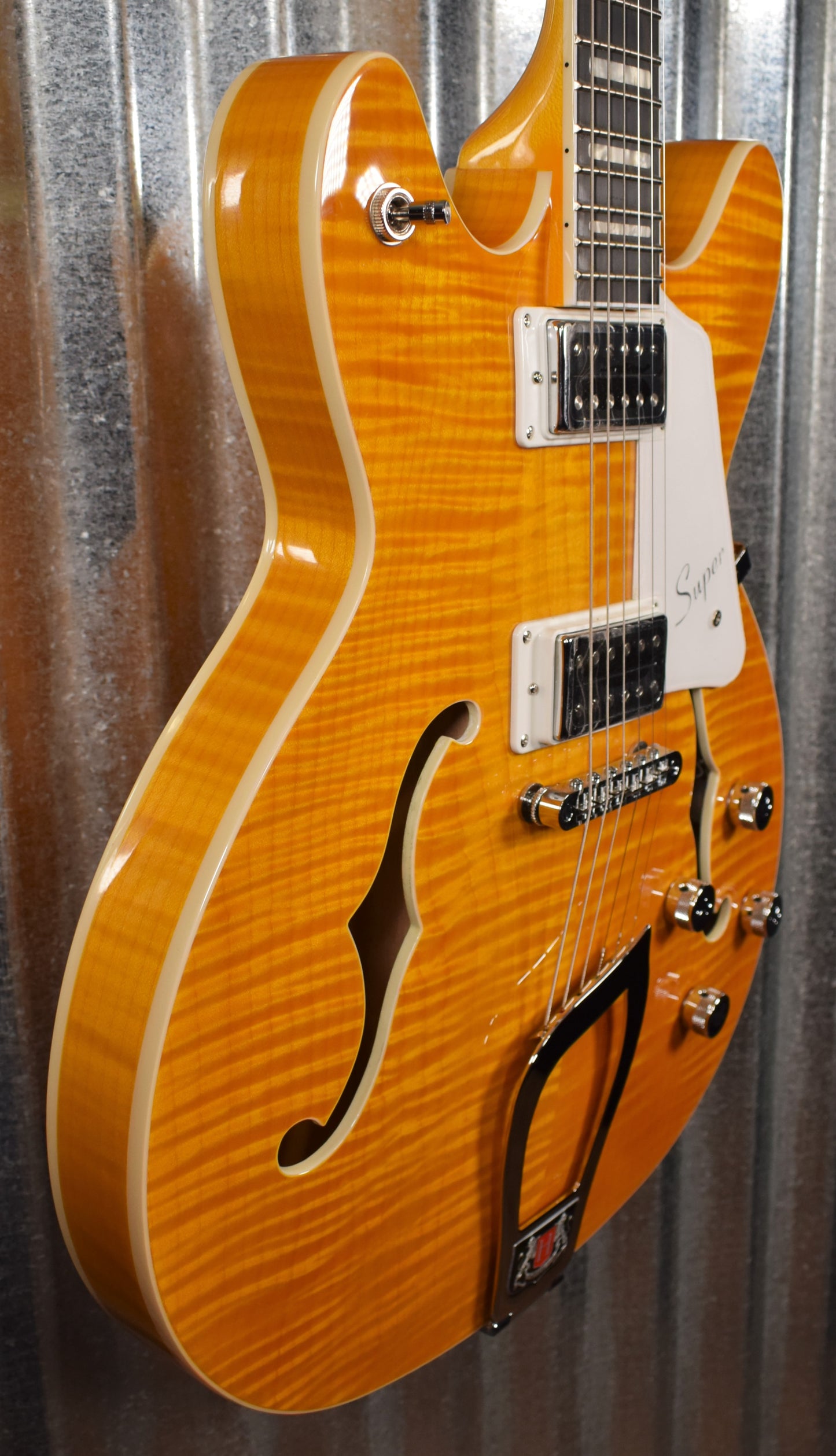 Hagstrom Super Viking SUVIK-DDL Dandy Dandelion Flame Top Semi-Hollow Guitar & Case #0608