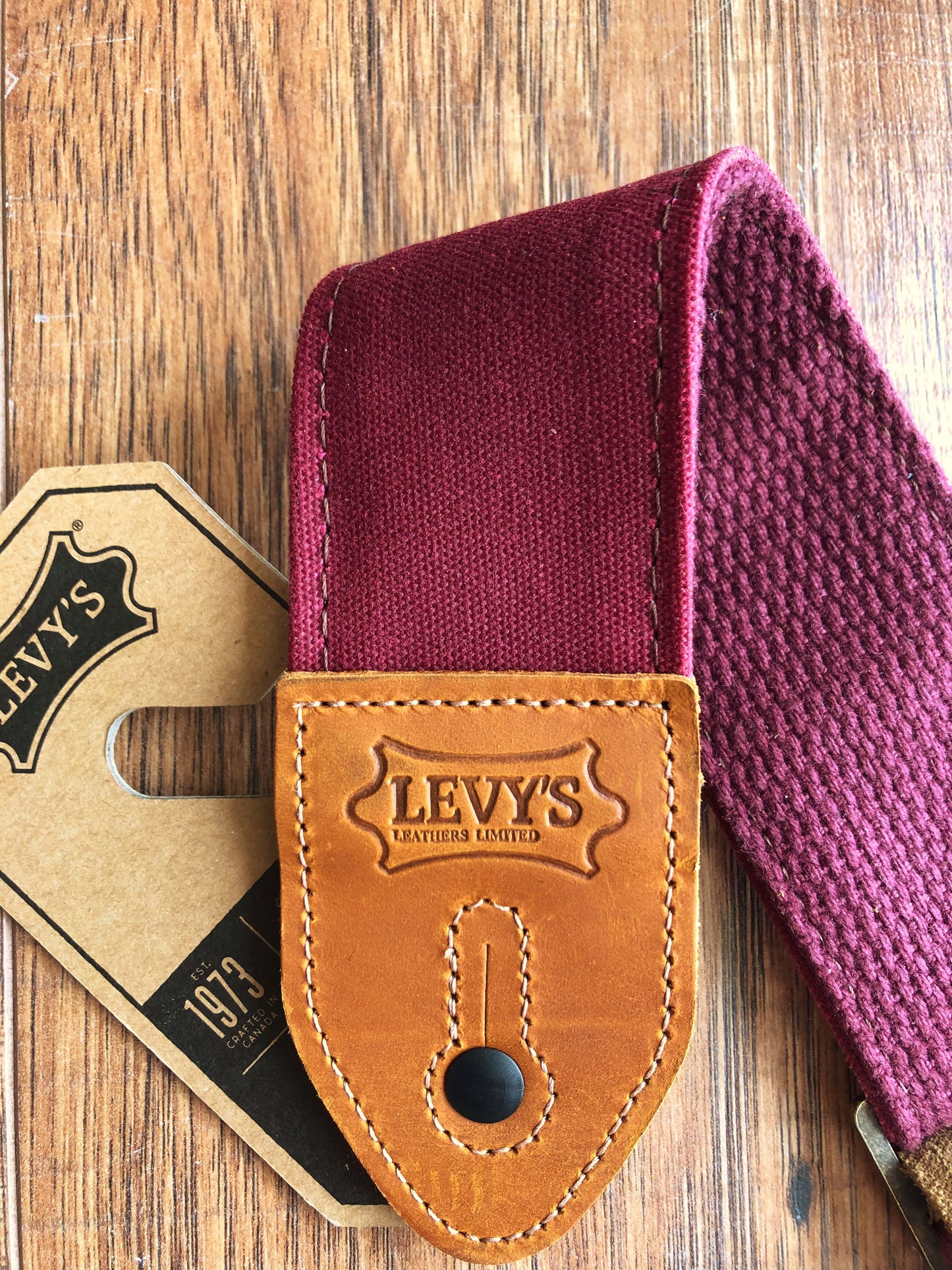 Levy's M7WC-BRG 2" Waxed Canvas Cotton Back Adjustable Guitar & Bass Strap Burgundy