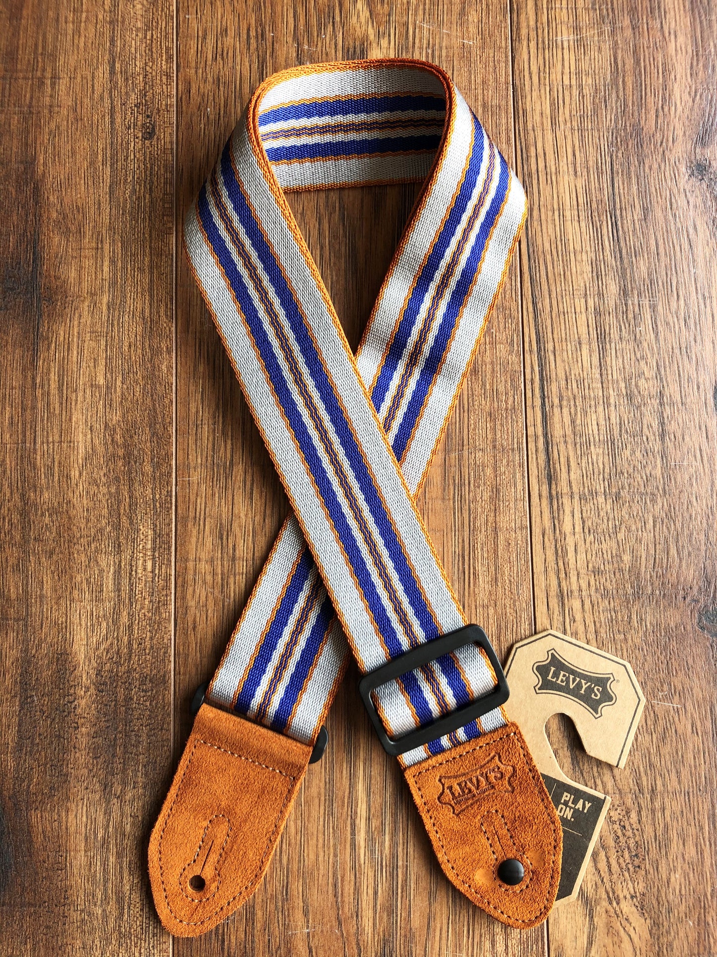 Levy's MC8VIN-005 2" Adjustable Poly Guitar & Bass Strap Blue Grey Orange