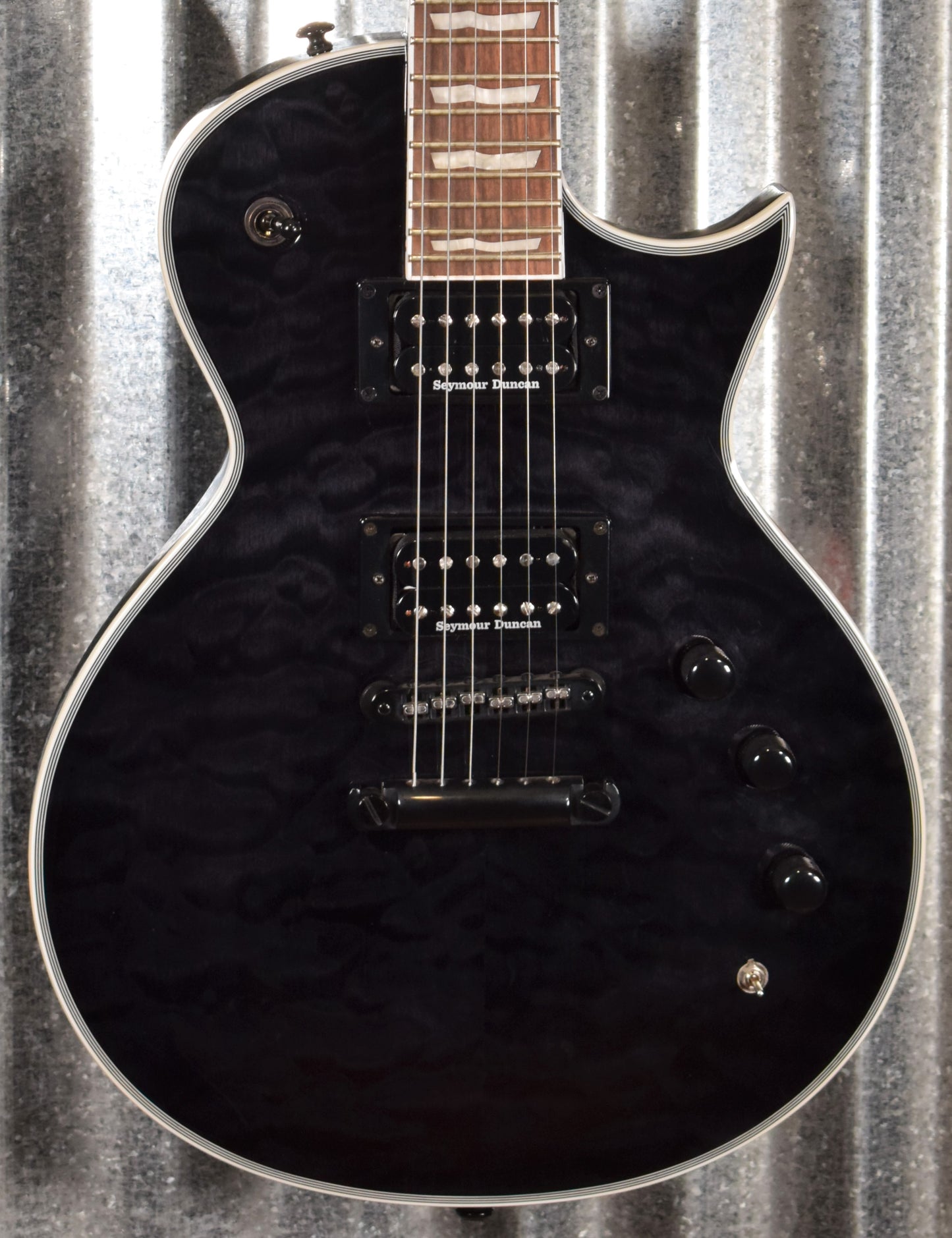 ESP LTD EC-1000 Piezo Bridge Quilt Top See Through Black Guitar EC1000PIEZOQMSTBLK #1983 B Stock