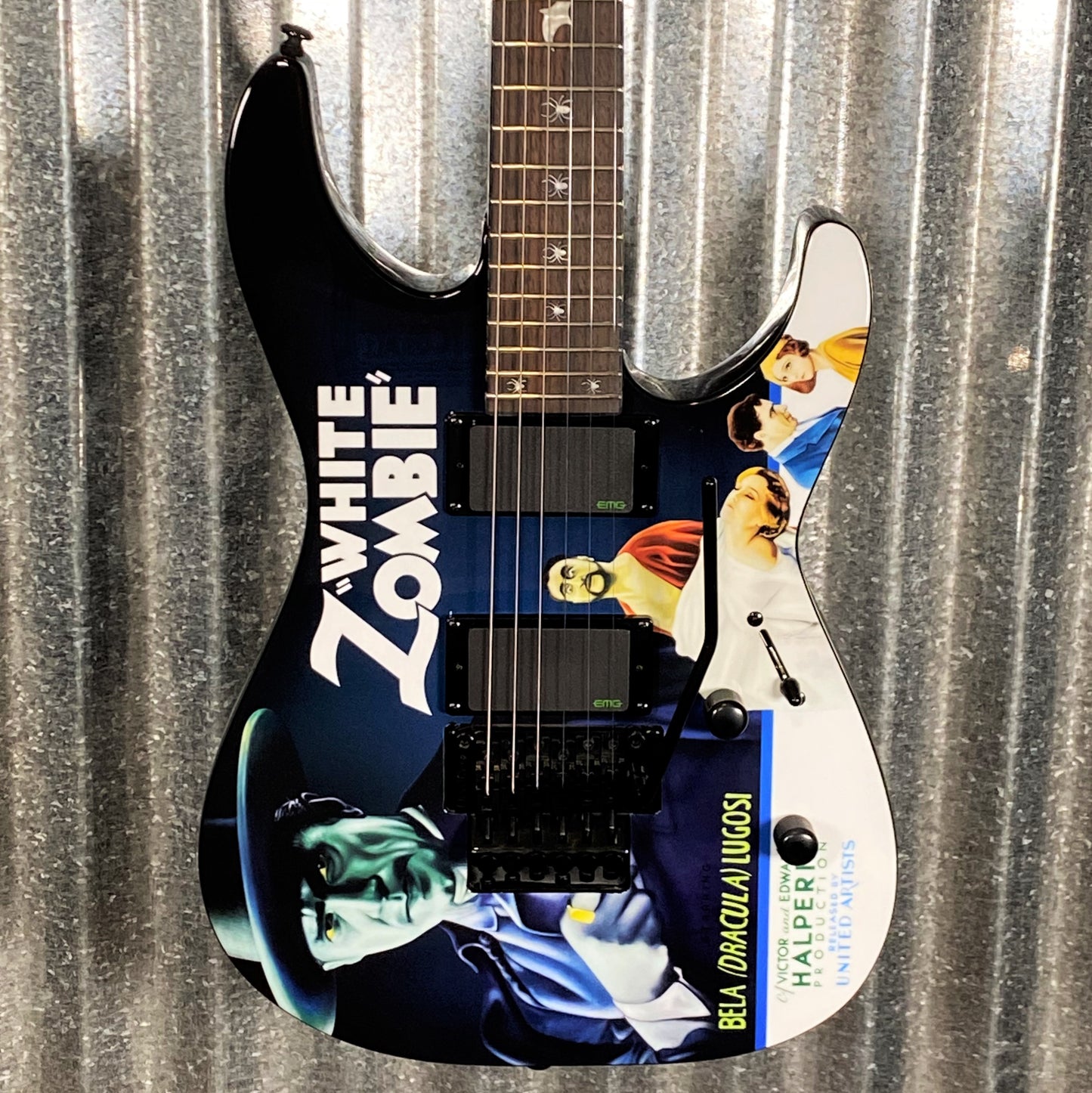 ESP LTD KH-WZ Kirk Hammett White Zombie Graphic EMG Guitar & Tombstone Case #2254 Used