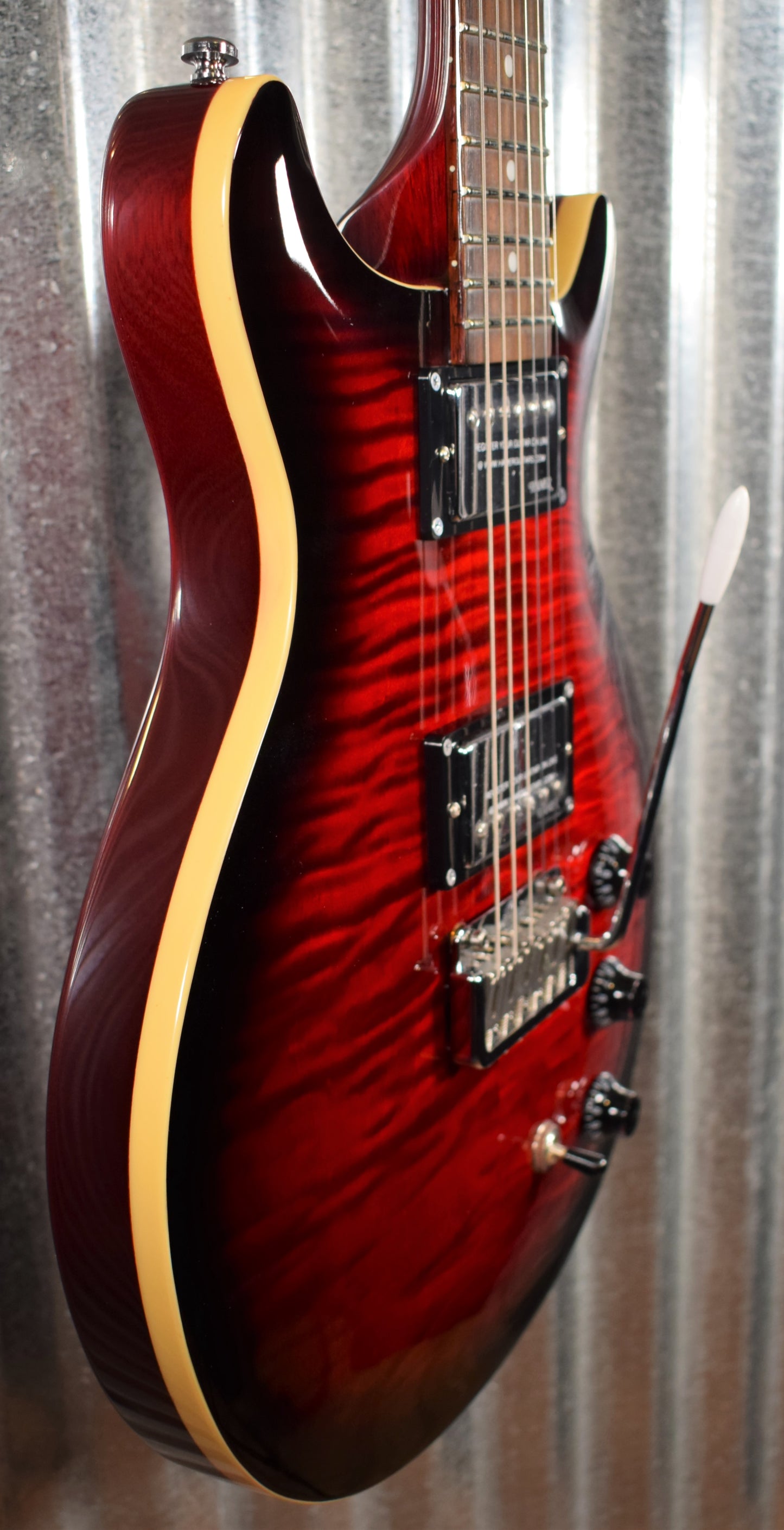 Hamer Archtop Flame Dark Cherry Wilkinson Tremolo Electric Guitar SATFW-DCB #0764