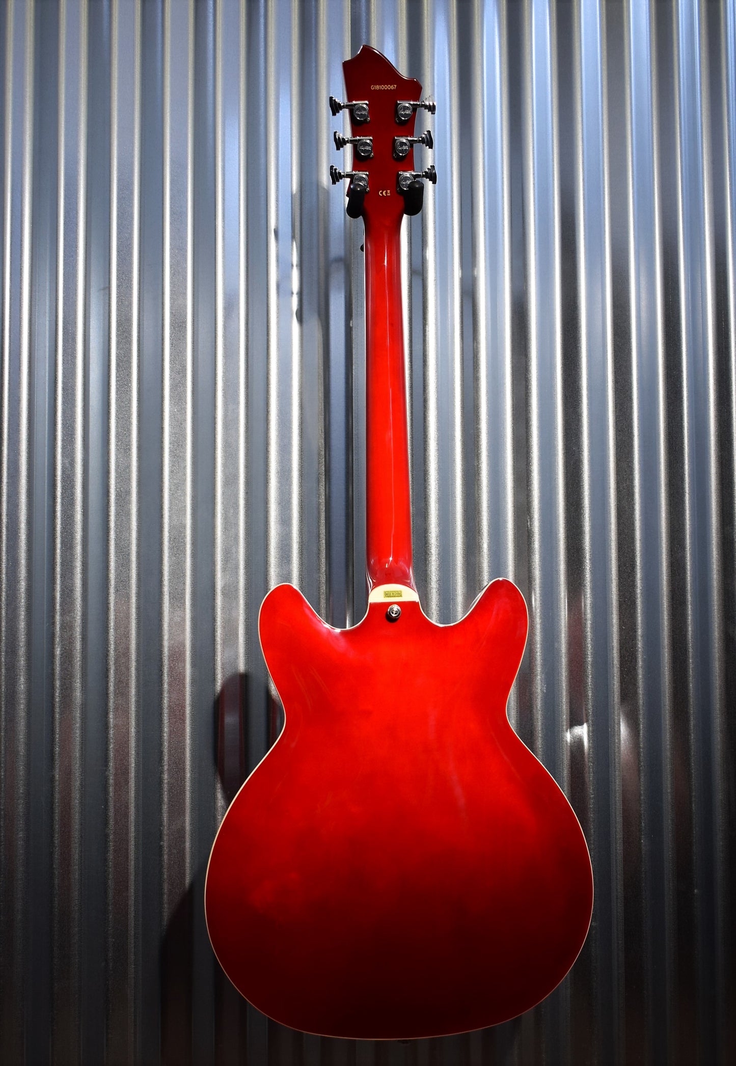 Hagstrom Viking Semi Hollow Body Wild Cherry Transparent Left Hand Guitar #0067