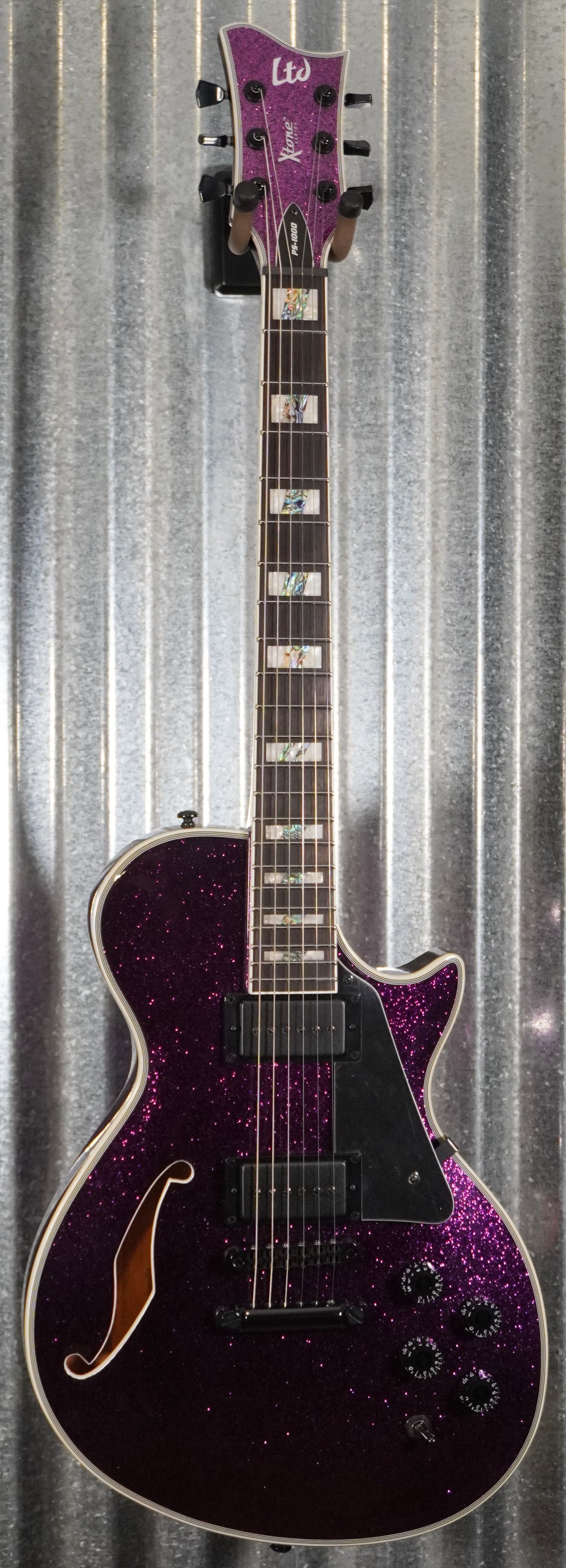 ESP LTD PS-1000 Purple Sparkle Semi Hollow Guitar & Bag XPS1000PSP #1646