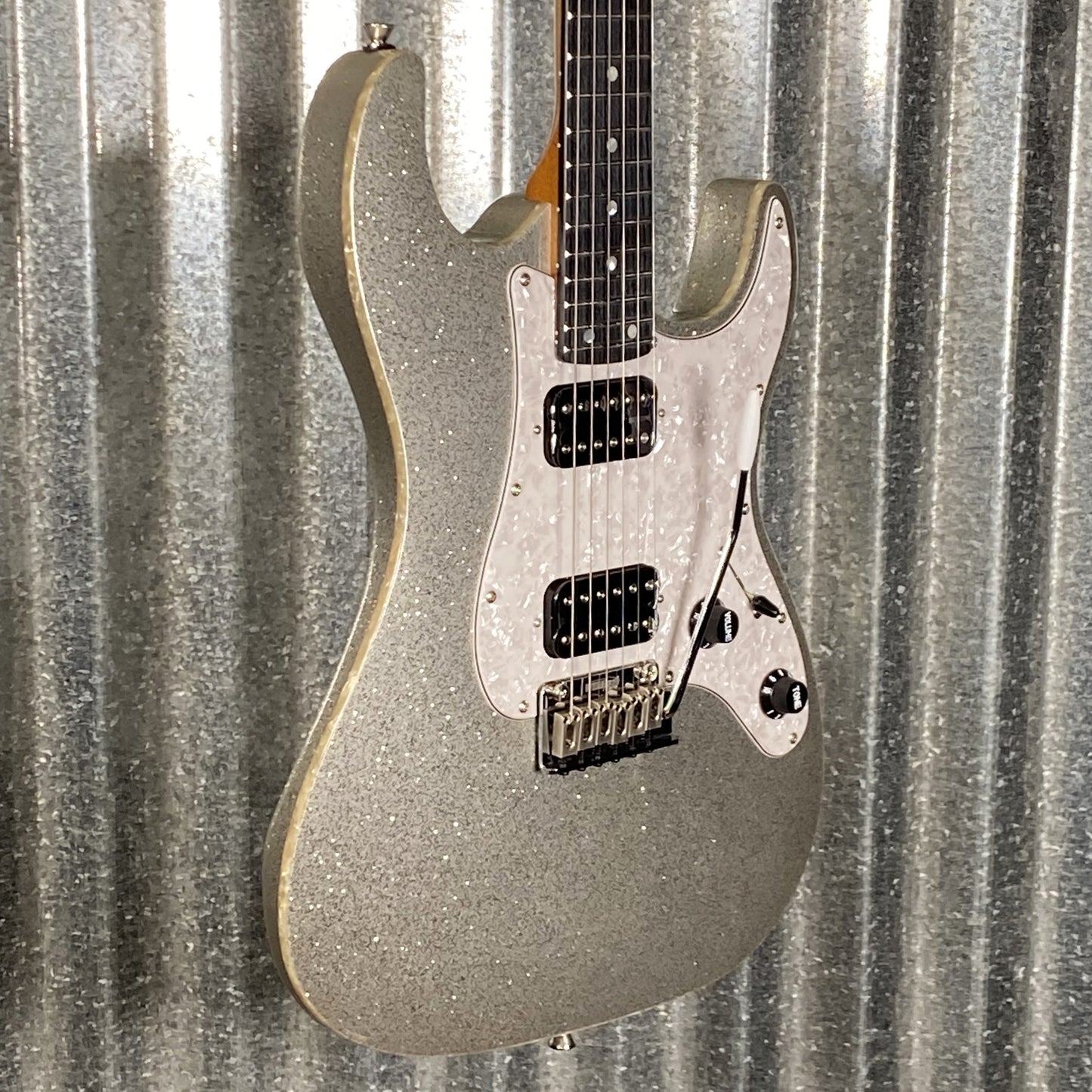 Jet JS500SLS HH Strat Style Guitar Bound Silver Sparkle #0009 Blem
