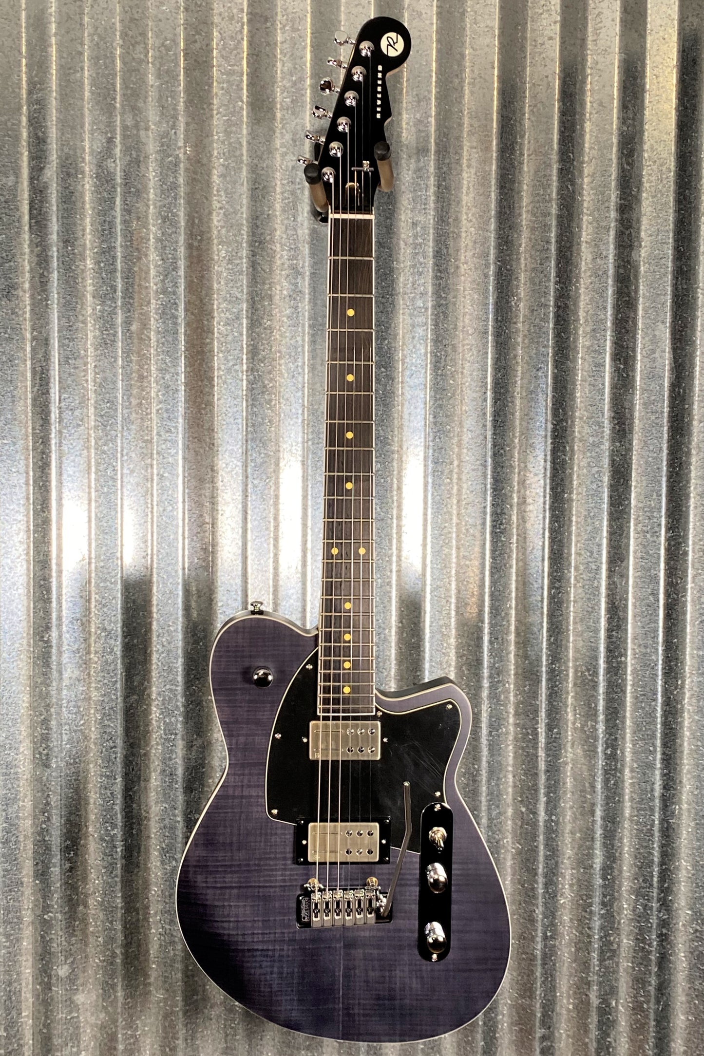 Reverend Guitars Reeves Gabrels Signature Satin Trans Black Flame Maple Guitar #9983