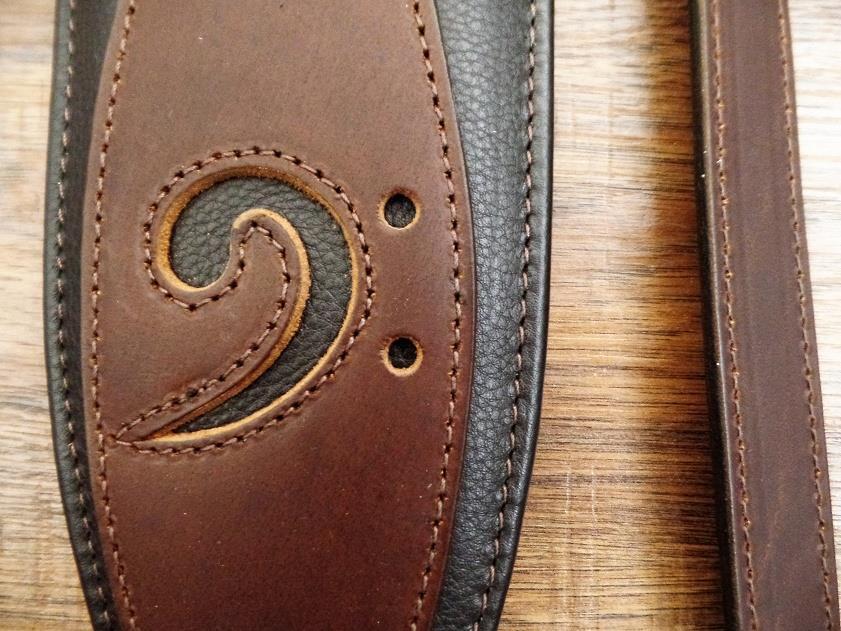 LM Products E-XCLEF BR Premium Latigo Leather Top Bass Guitar Strap