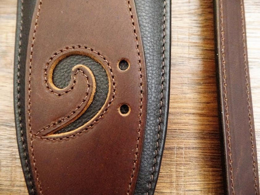 LM Products E-XCLEF BR Premium Latigo Leather Top Bass Guitar Strap
