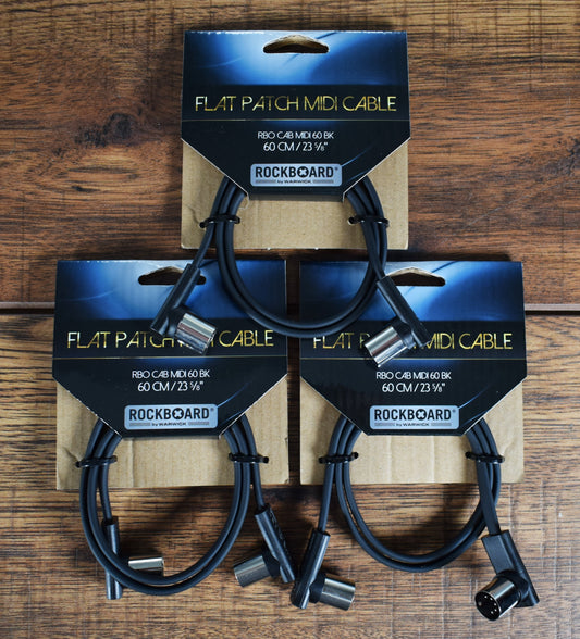 Warwick Rockboard Flat Patch MIDI Cable 23.62" Black 3 Pack MIDI 60 BK 3PK