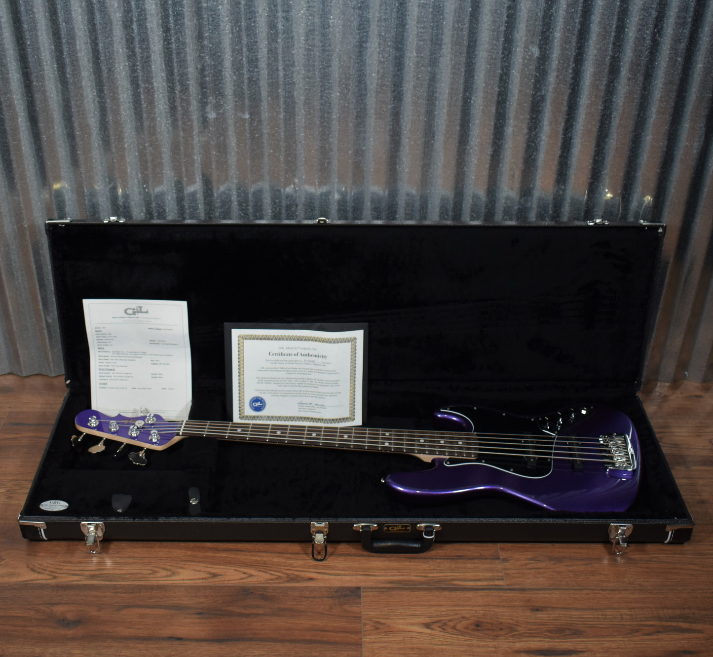 G&L USA JB-5 Plum Crazy 5 String Jazz Bass Rosewood Satin Neck & Case #6086