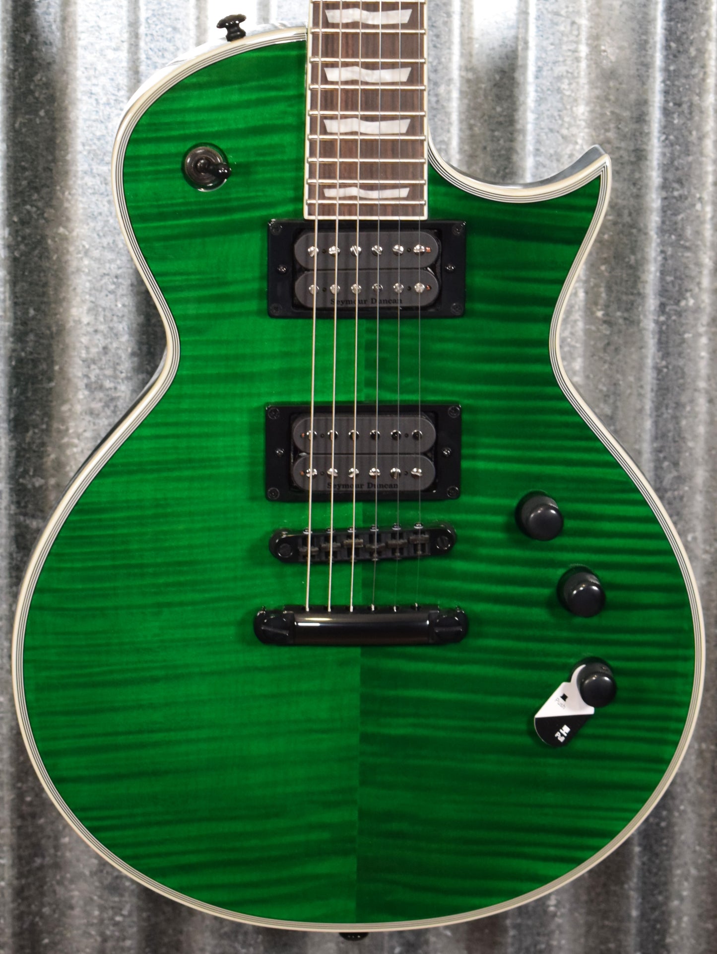 ESP LTD EC-1000 Flame See Thru Green Seymour Duncan Guitar LEC1000FMSTG #1131