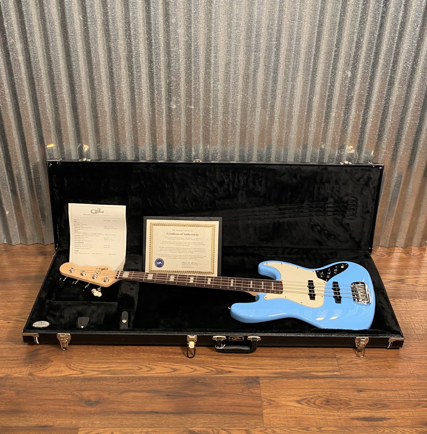 G&L USA JB 4 String Bass Himalayan Blue & Case #7113