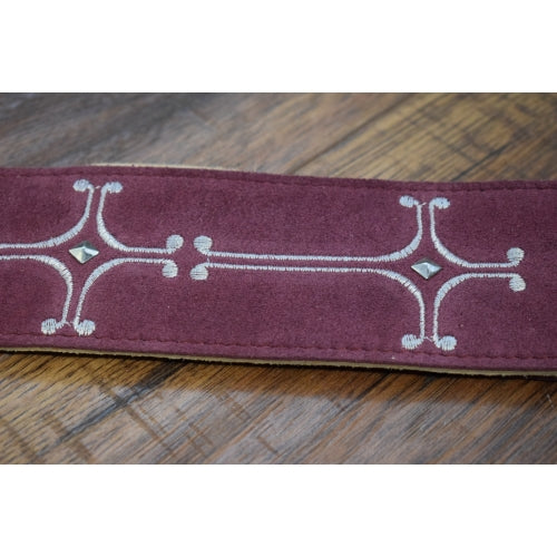 Onori S2HC-BUR Burgundy Suede Cross Adjustable Guitar Strap