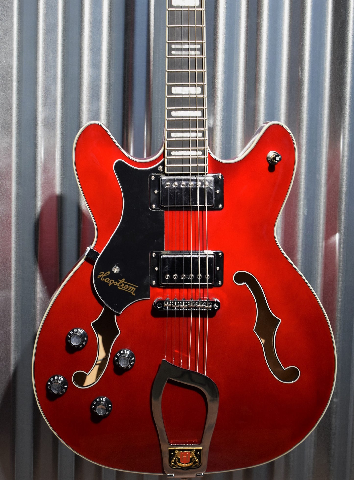 Hagstrom Viking Semi Hollow Body Wild Cherry Transparent Left Hand Guitar #0067