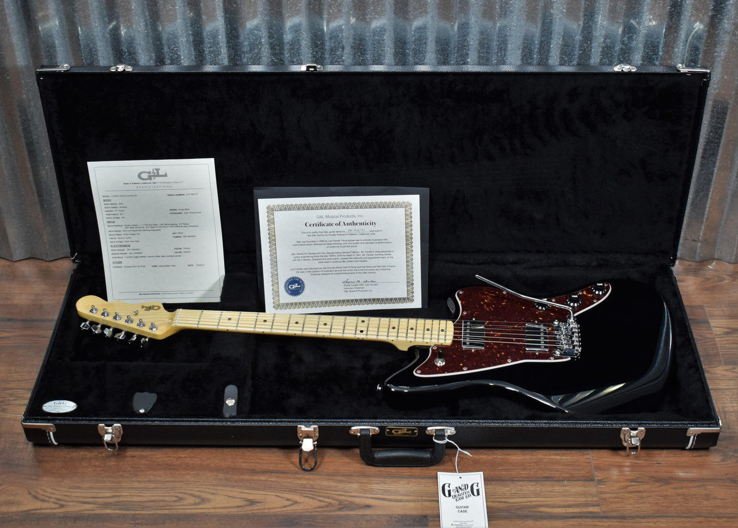 G&L USA Fullerton Deluxe Doheny HH Jet Black Guitar & Case #6170