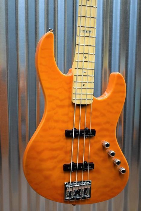 ESP Japan E-II J-4 Quilt Maple Amber 4 String Jazz Bass Seymour Duncan & Case