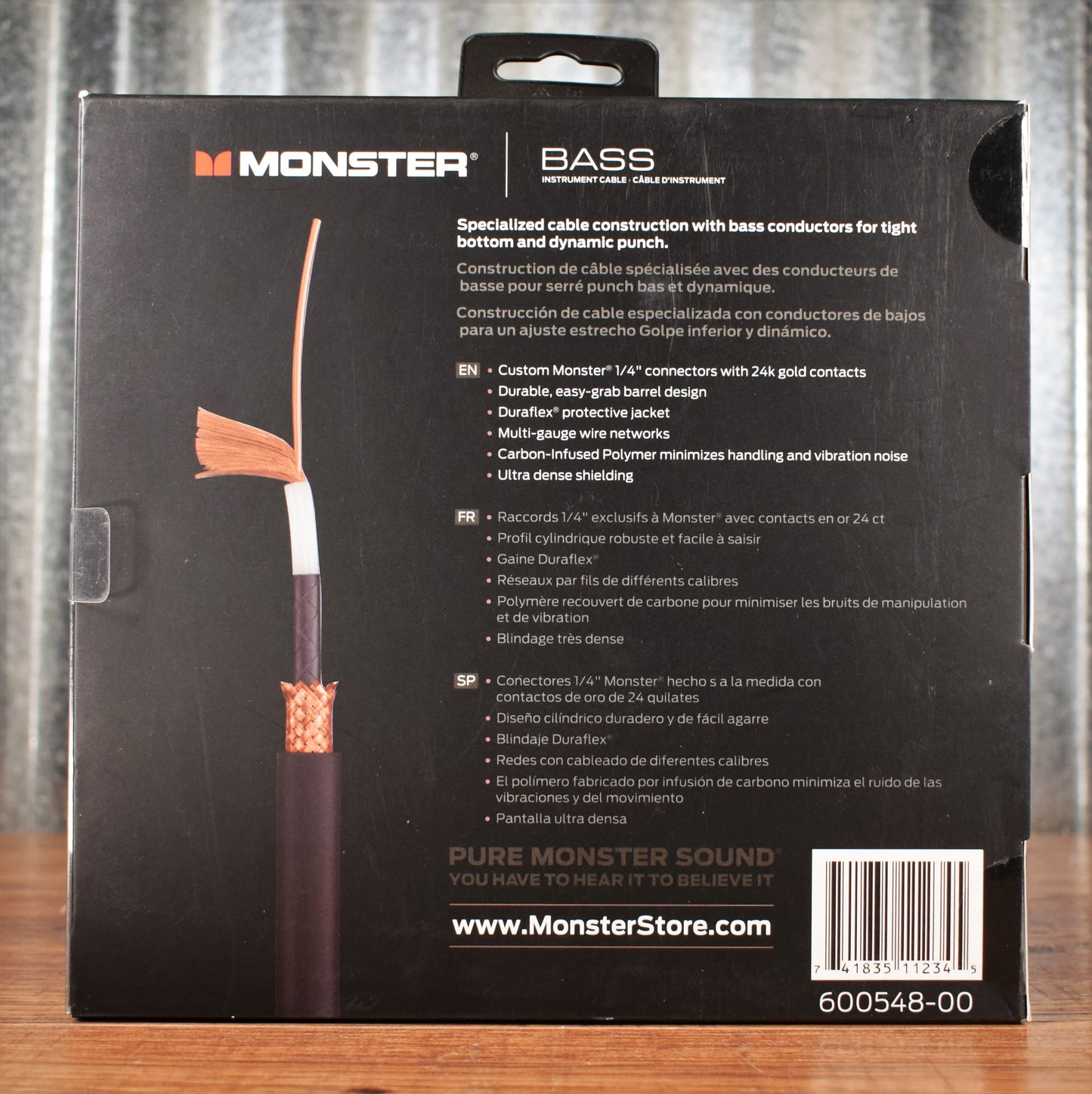 Monster Prolink Bass 1/4" Instrument Cable 12 ft Straight-Straight 600548-00