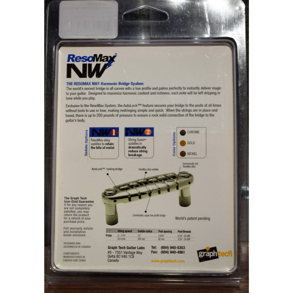 Graph Tech Resomax NW2 String Saver Wraparound Guitar Bridge Nickel PS-8593-NO