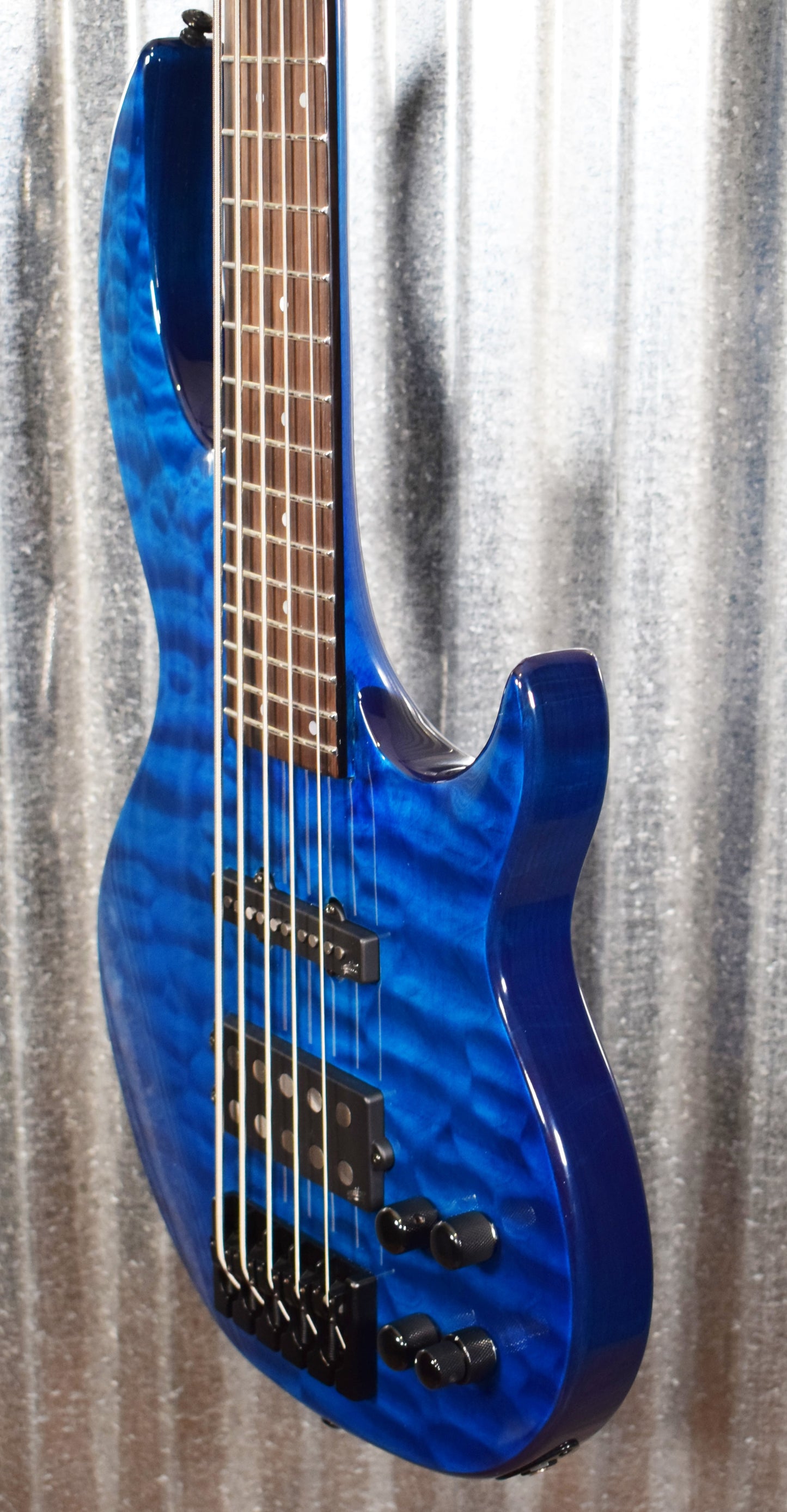 ESP LTD BB-1005 Bunny Brunel 5 String Bass Quilt Maple Black Aqua & Case LBB1005QMBLKAQ #0383