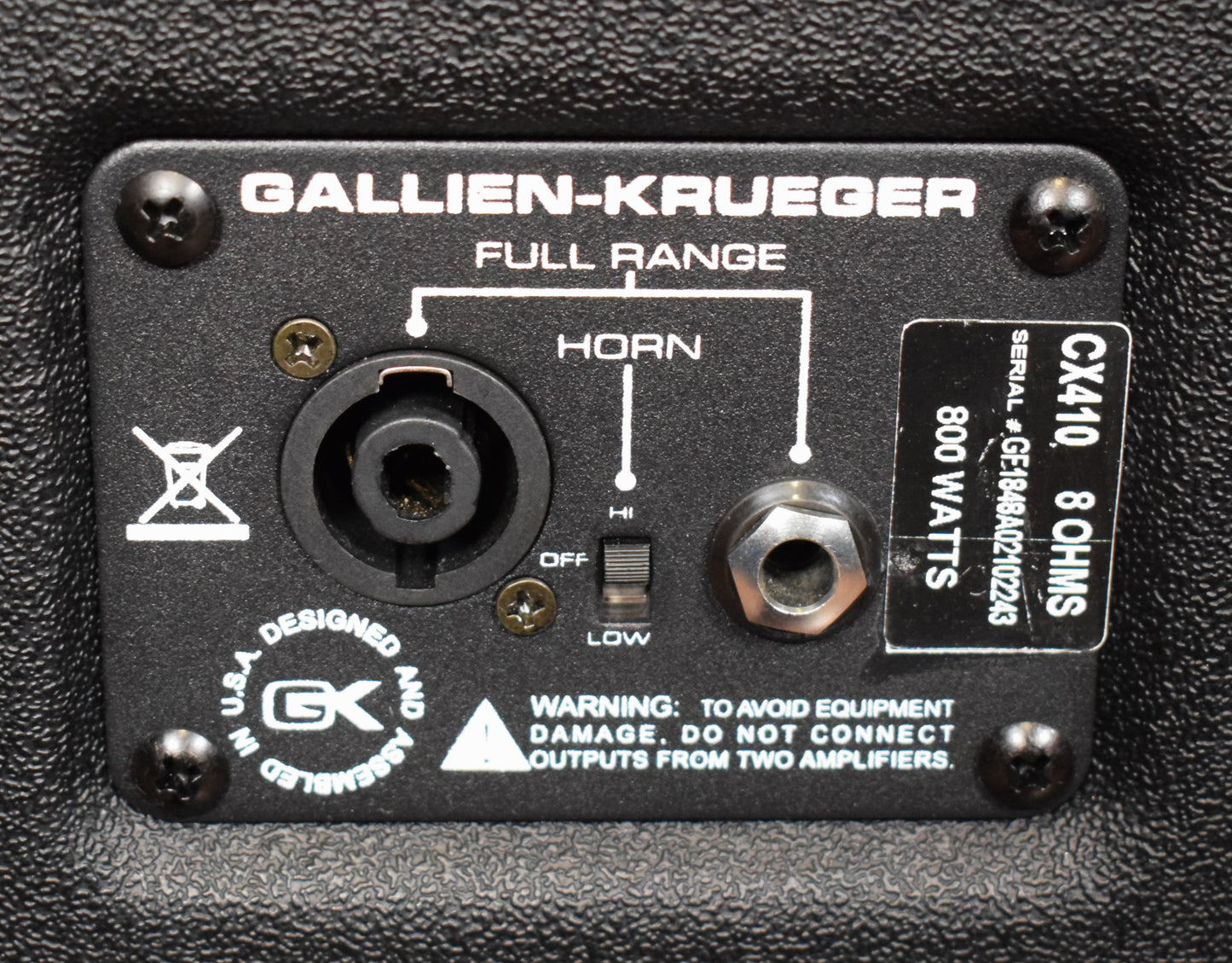 Gallien-Krueger GK CX410 4x10" 800 Watt 8 Ohm Bass Speaker Cabinet Used