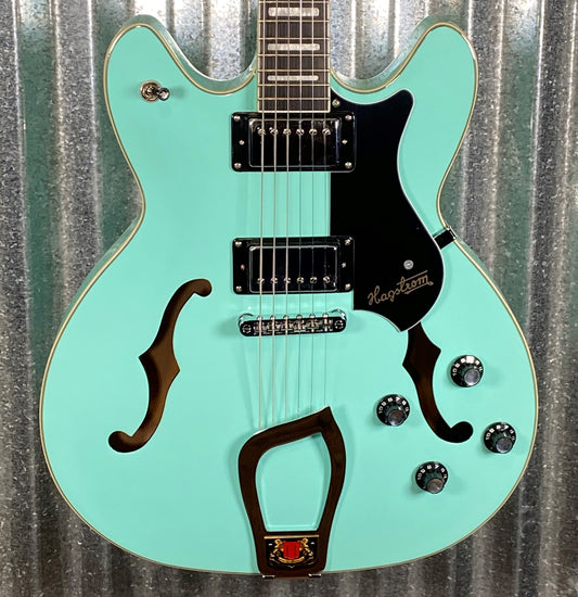 Hagstrom VIK-ABE Viking Aged Sky Blue Semi Hollow Body Guitar #0158