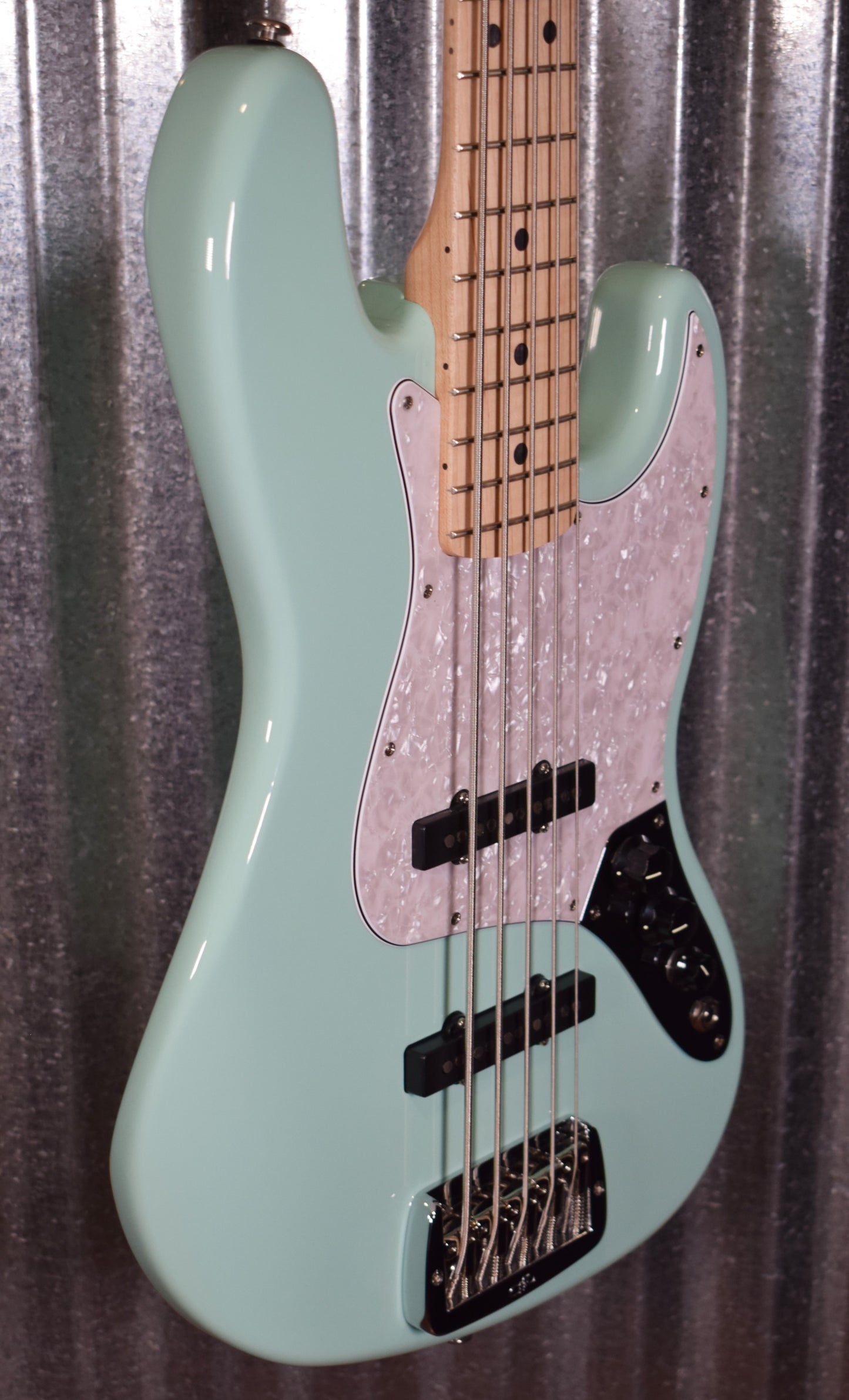 G&L USA JB-5 Surf Green 5 String Jazz Bass Maple Satin Neck & Case #6259