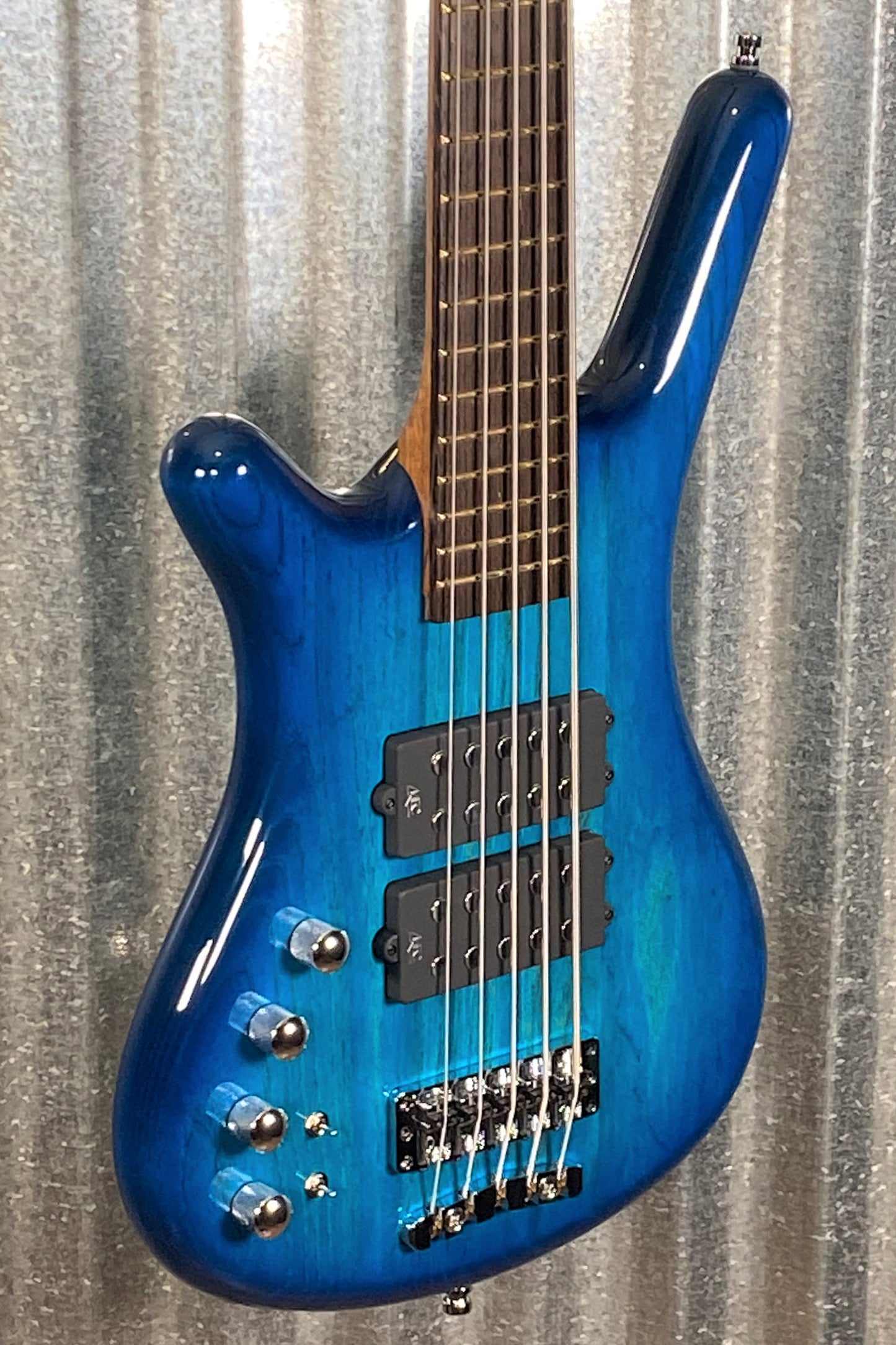 Warwick German Pro Series Corvette $$ Left Hand 5 String Bass LTD Edition Lagoon Blueburst & Bag #1822