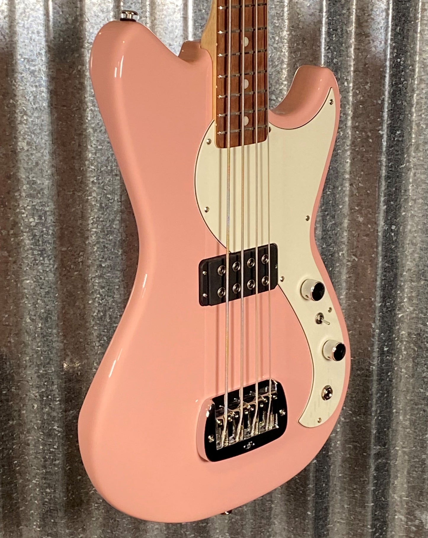 G&L USA Fullerton Deluxe Fallout 4 String Short Scale Bass Shell Pink & Bag #9355