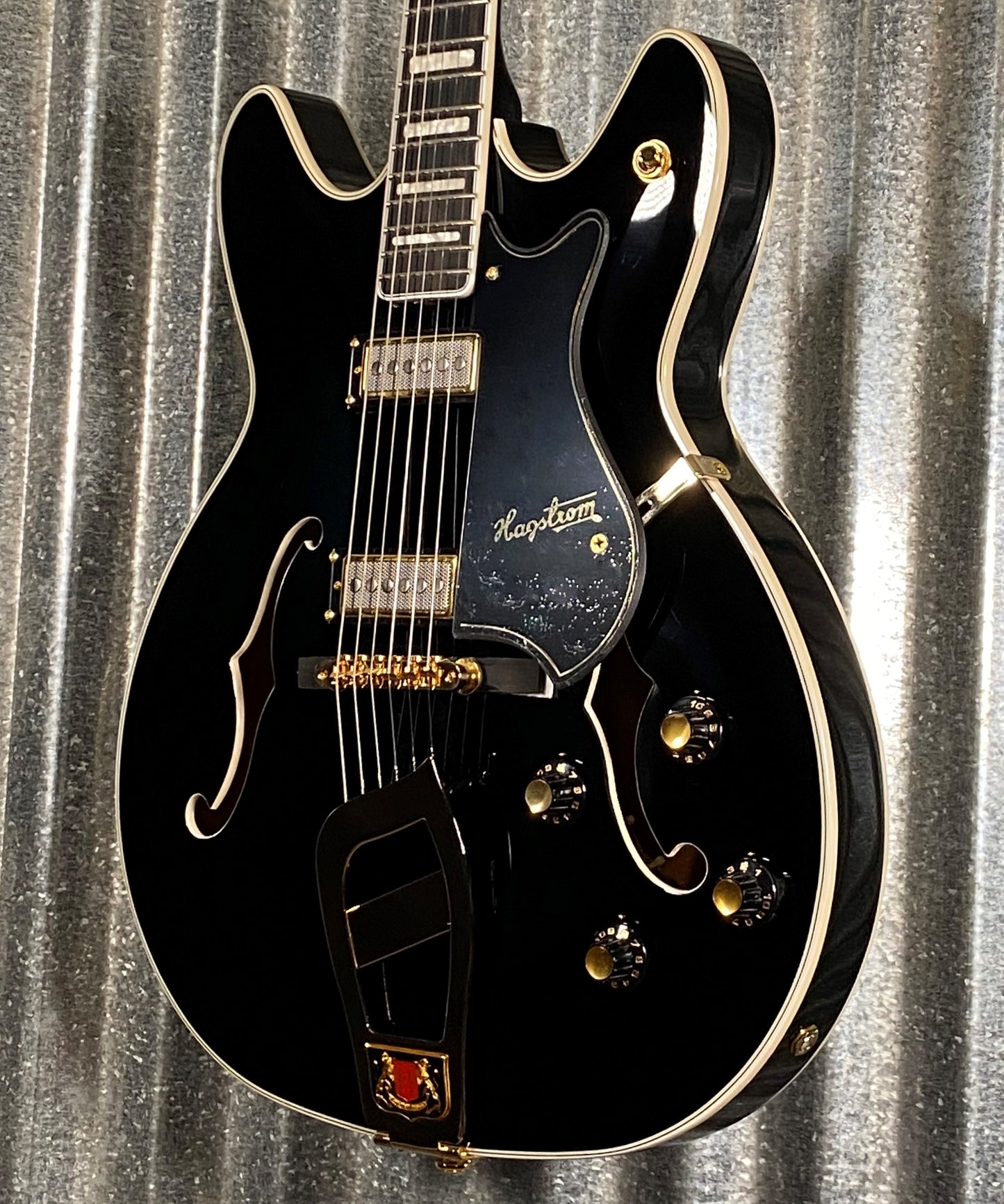 Hagstrom VIK67-G-BLK 67' Viking II Semi Hollow Black Gloss Guitar #0070