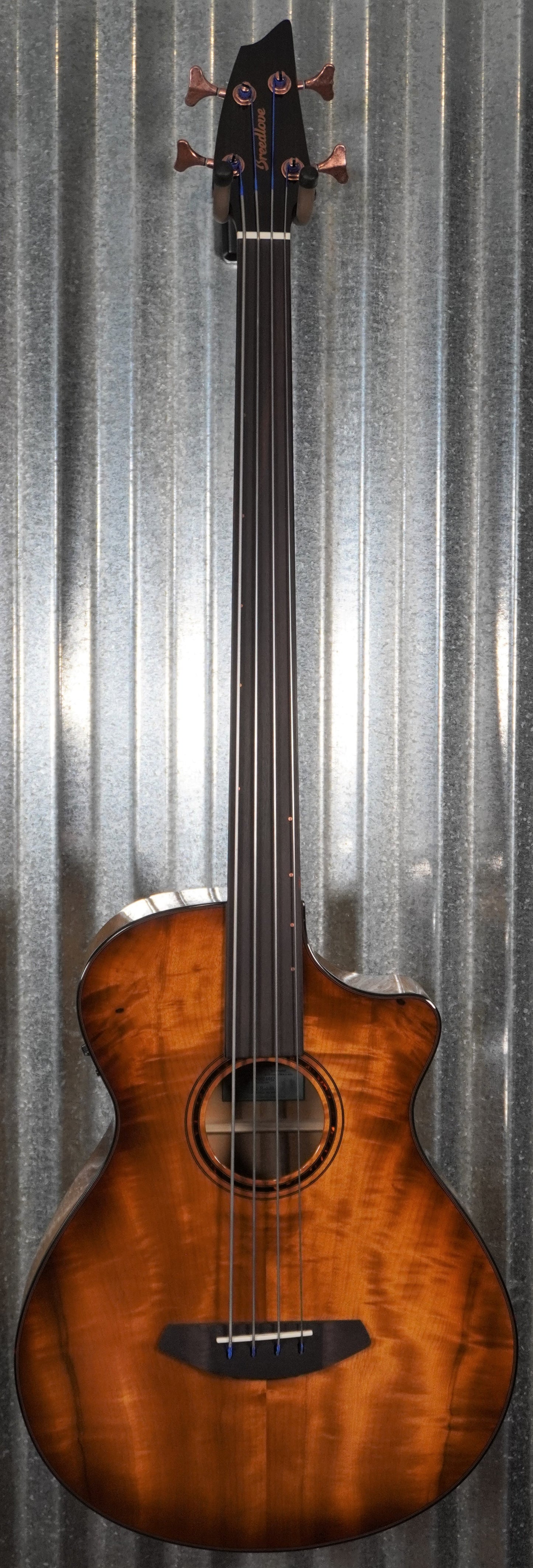 Breedlove Pursuit Exotic S Concerto Amber Acoustic Electric Fretless Bass CE Myrtlewood #4462