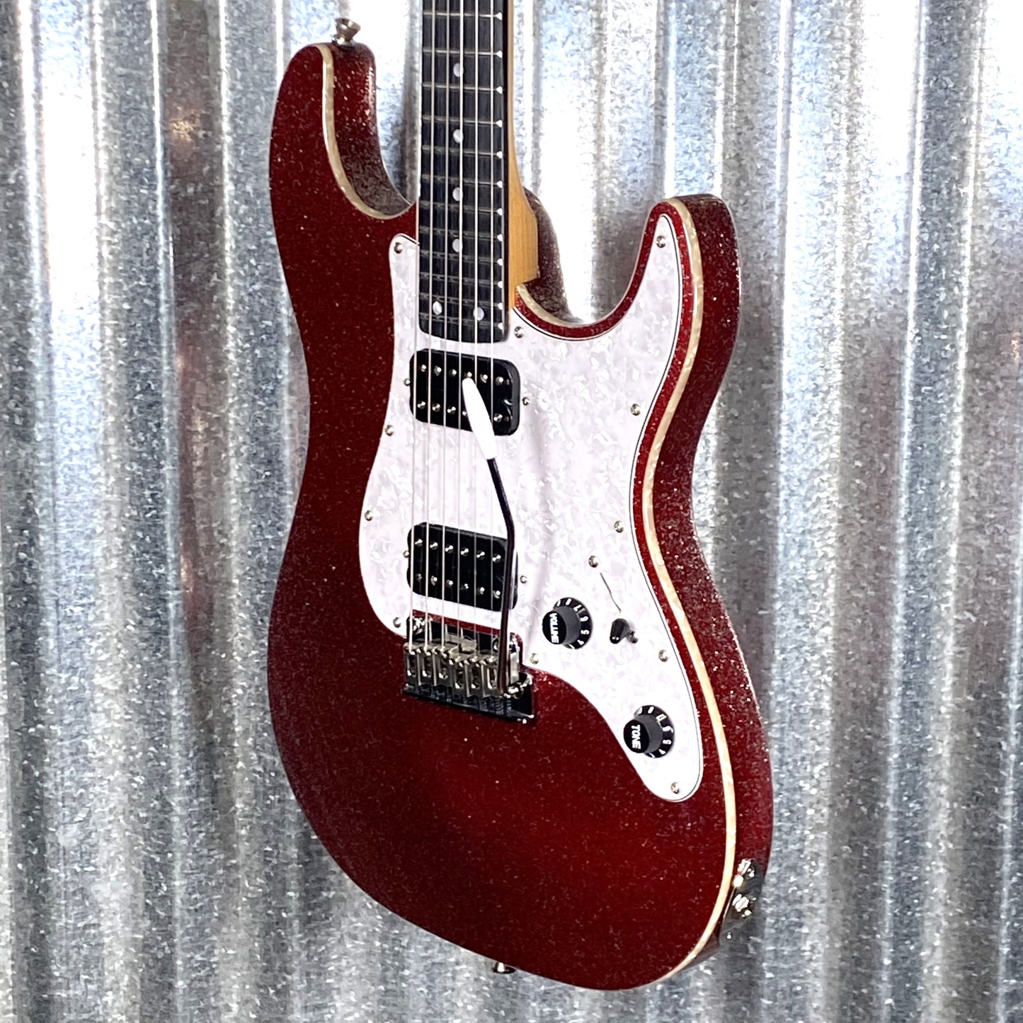 Jet JS500RDS HH Strat Style Guitar Bound Red Sparkle Blem #0008