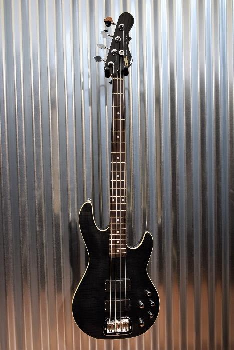 G&L Tribute M-2000 GTS 4 String Carved Flame Top Trans Black Bass #6390
