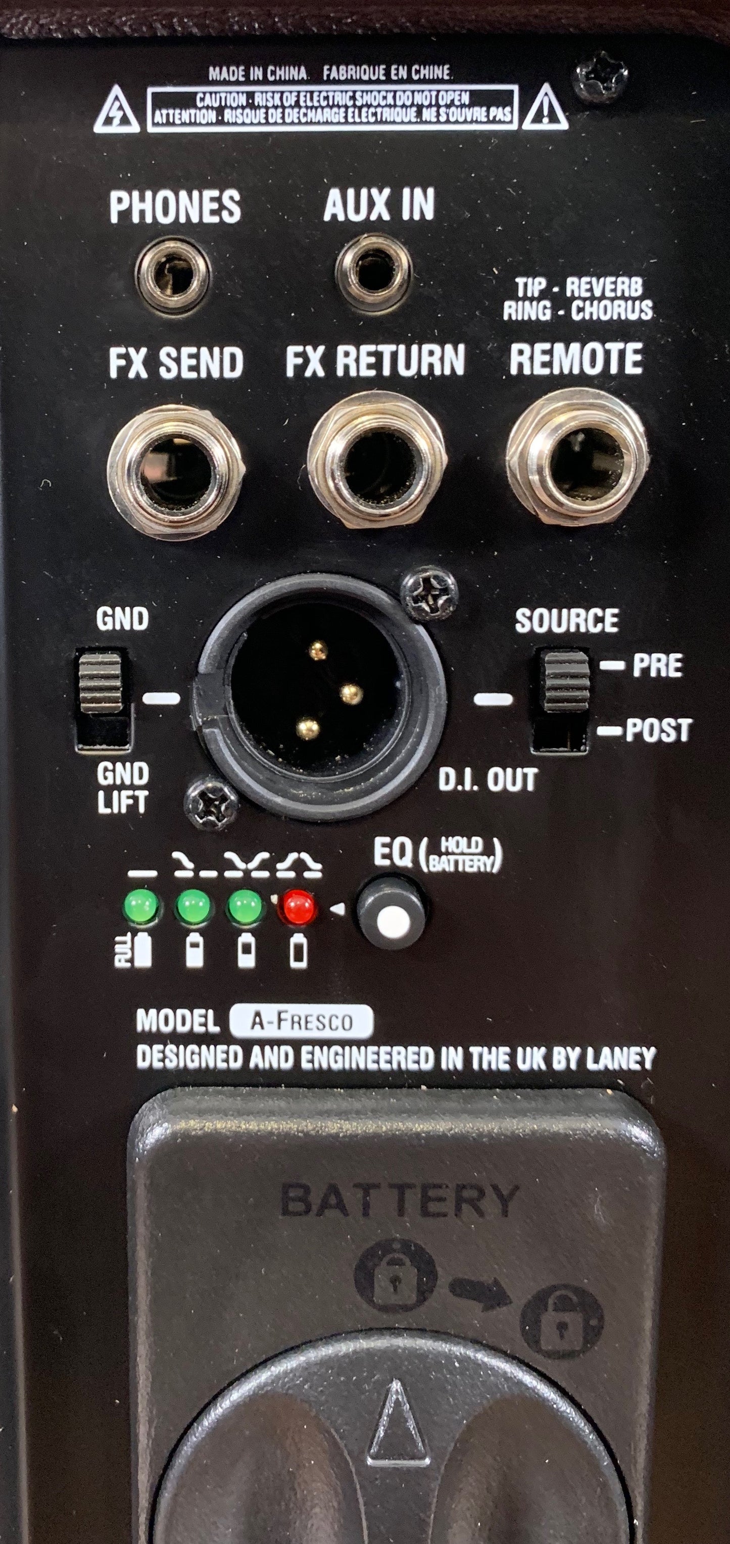 Laney A-Fresco-2 1x8" 60 Watt 2 Channel Battery Powered Portable Vocal & Acoustic Guitar Amplifier