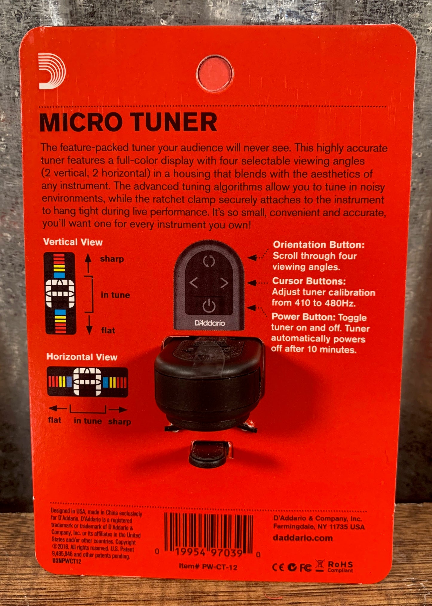 D'Addario Planet Waves PW-CT-12 Chromatic Micro Headstock Clip On Guitar & Bass Tuner