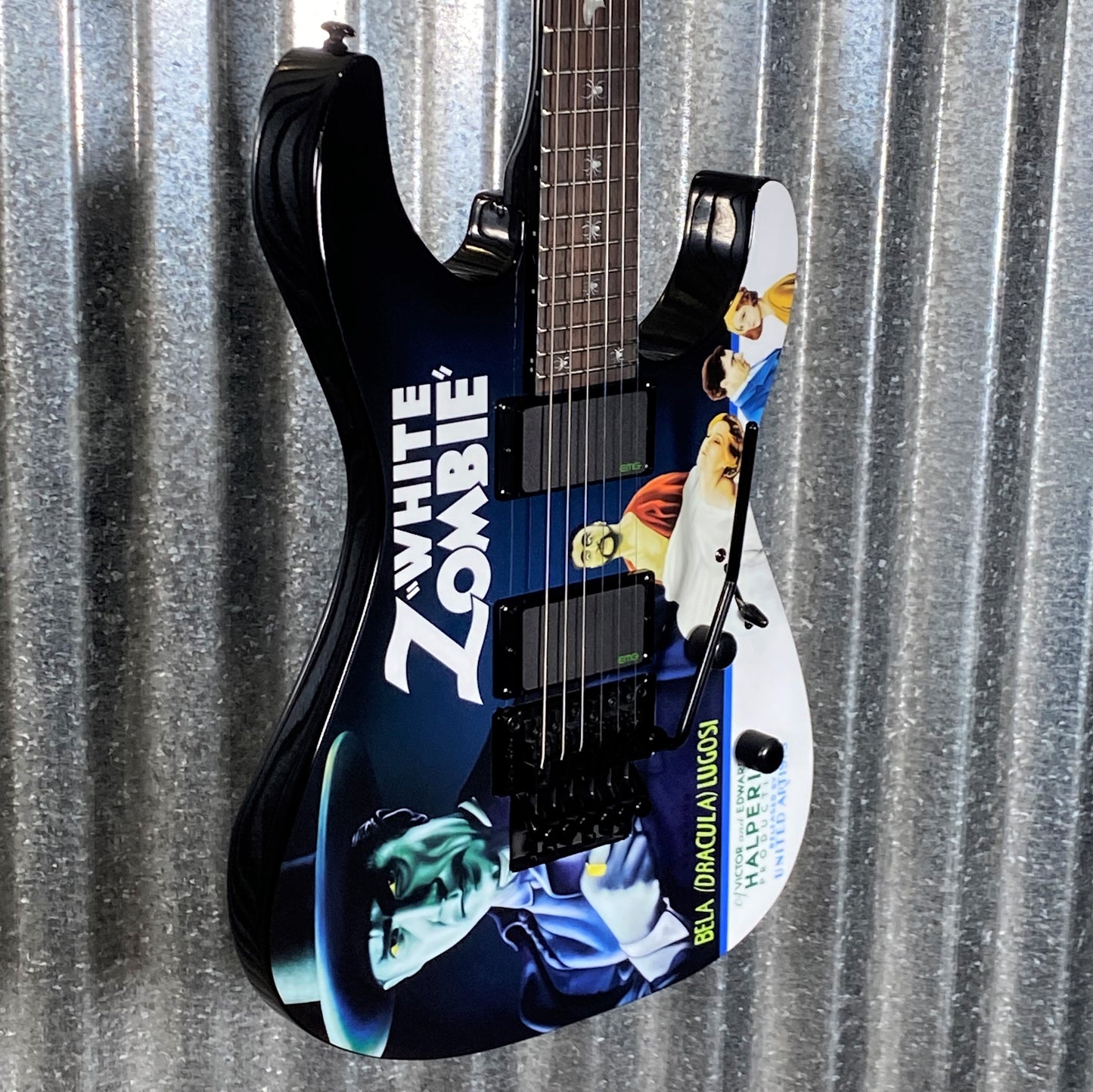 ESP LTD KH-WZ Kirk Hammett White Zombie Graphic EMG Guitar & Tombstone Case #2254 Used