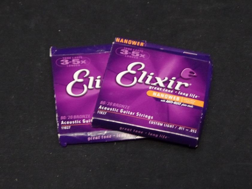 Elixir Acoustic Guitar strings 80/20 Bronze NANOWEB 2 Pk .011-.052 11027*
