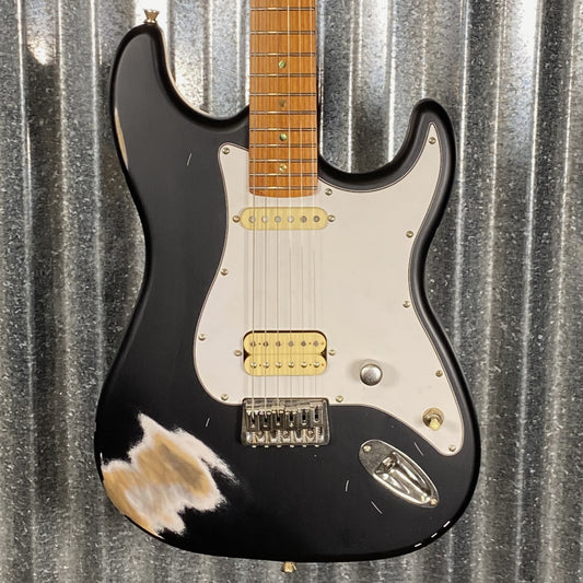 Jet JS800 Relic BK Strat Style Hard Tail Guitar Black Distressed #0004