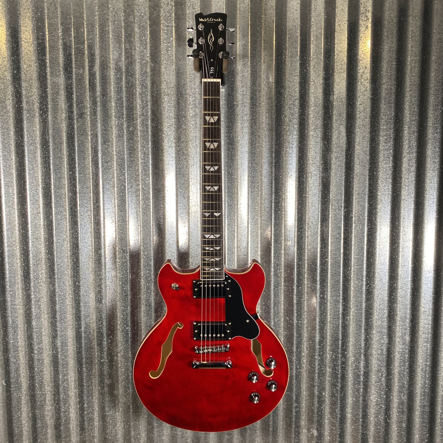 Westcreek 333 Semi Hollow Body Guitar 335 Transparent Red #0062 Used
