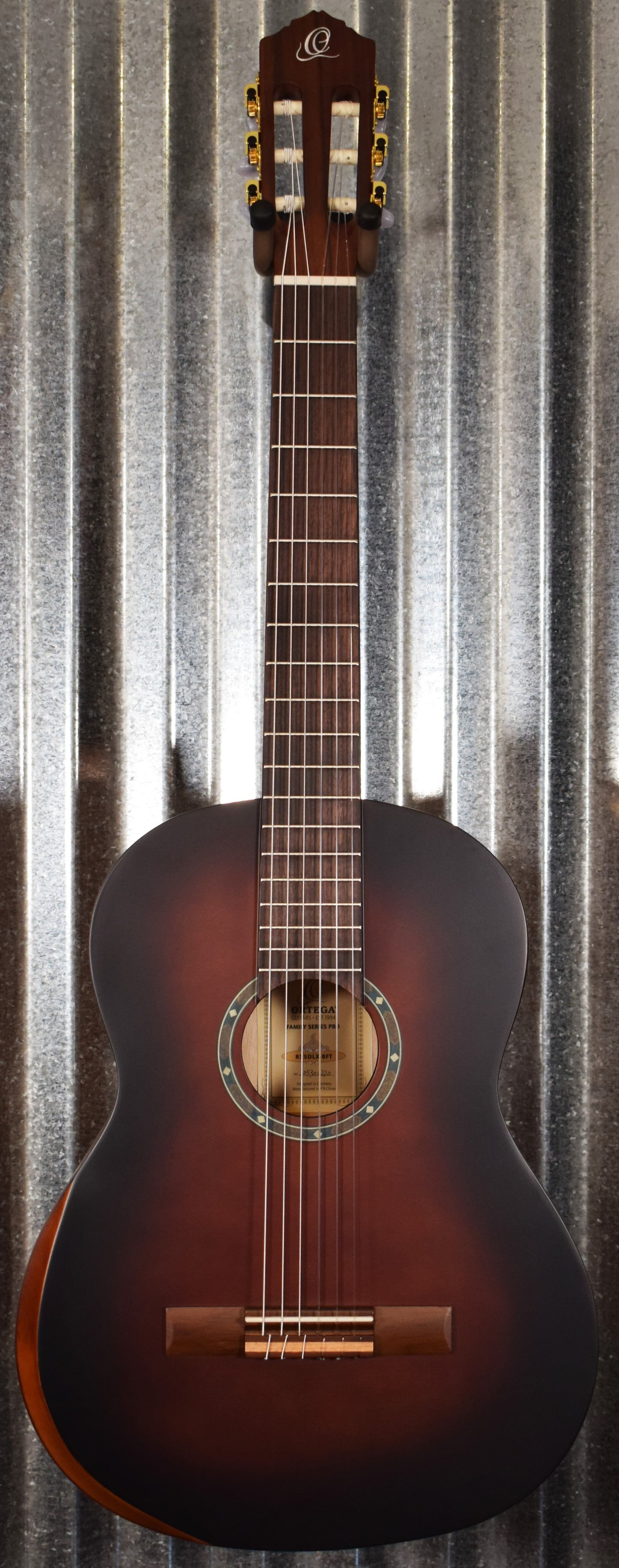 Ortega R55DLX-BFT Solid Top Nylon String Acoustic Guitar Bourbon Fade #0220