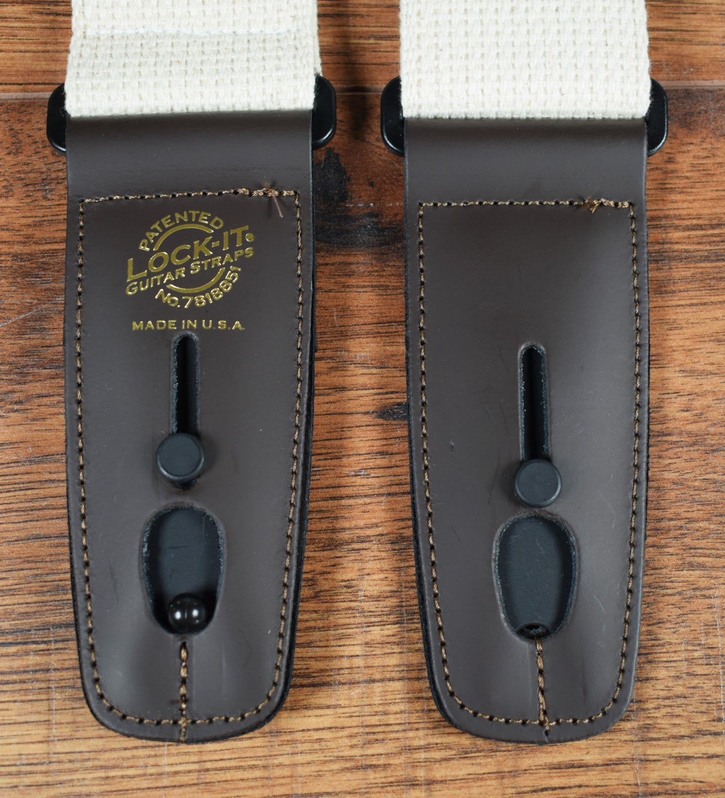 LOCK-IT Straps Cotton Series 2" Natural Cotton Guitar Bass Strap 049 C2-NAT/BRN